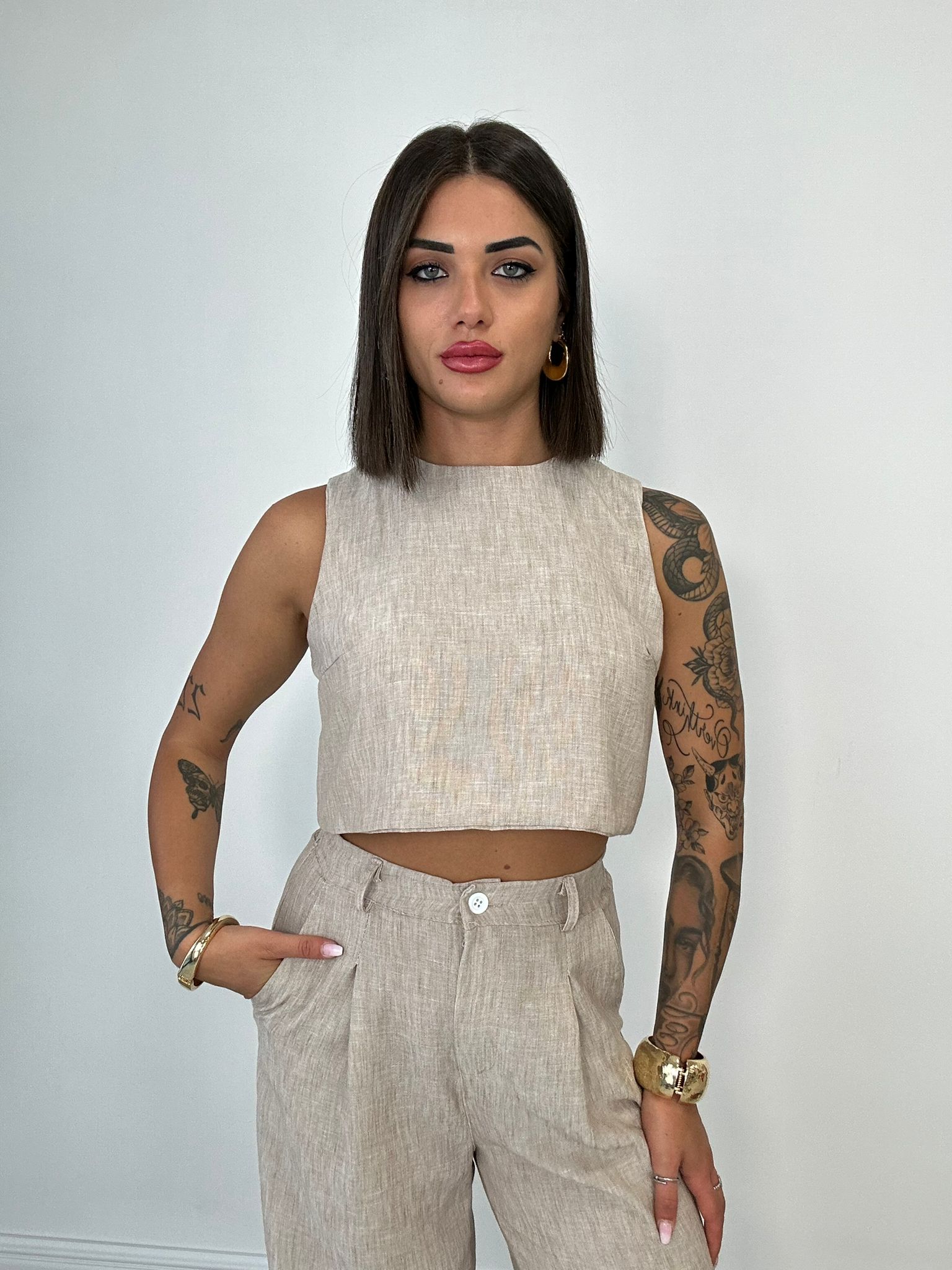 Coordinato Madrid (Top + Pantalone) Beige