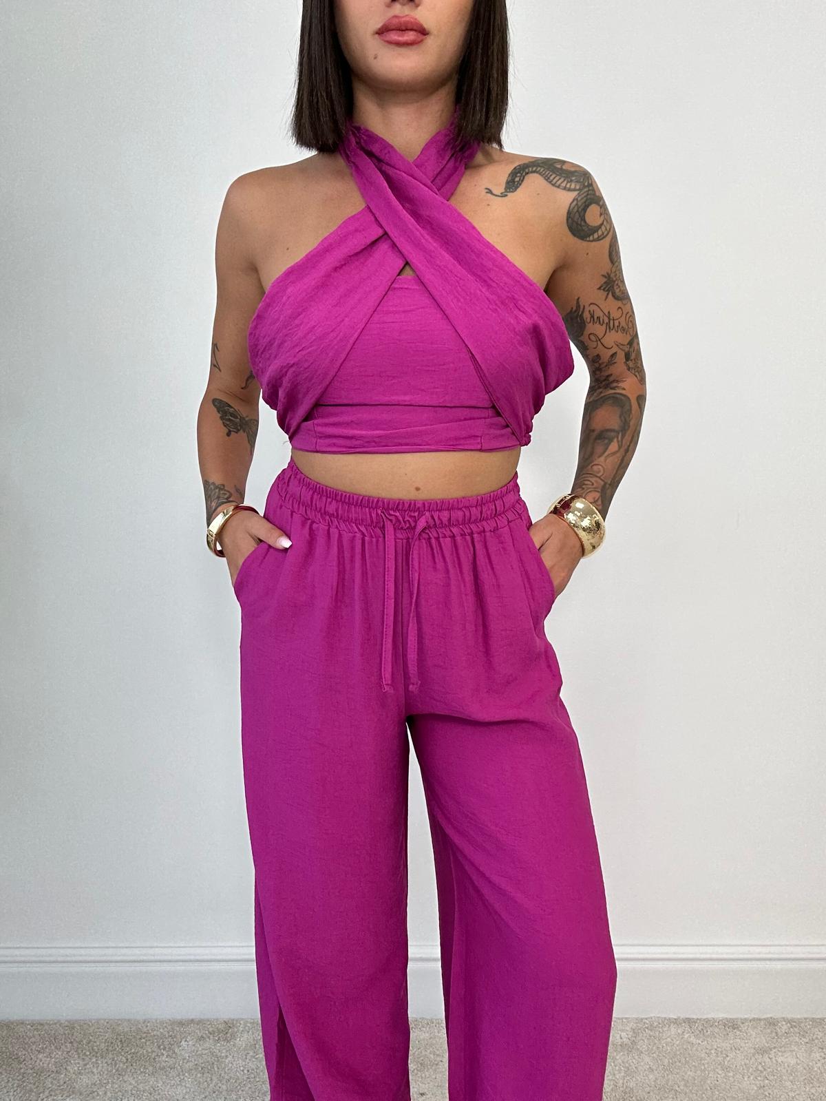Coordinato Tenerife (Top + Pantalone) Magenta PRE ORDINE IN ARRIVO 20/06