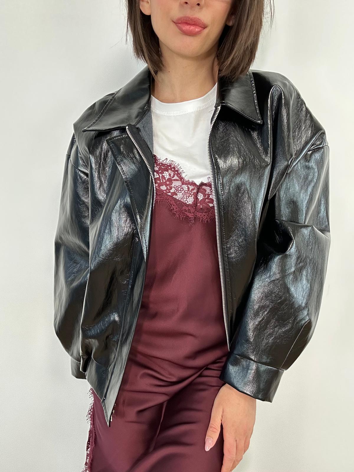 Giacca effetto pelle lucido 5911 - Nero