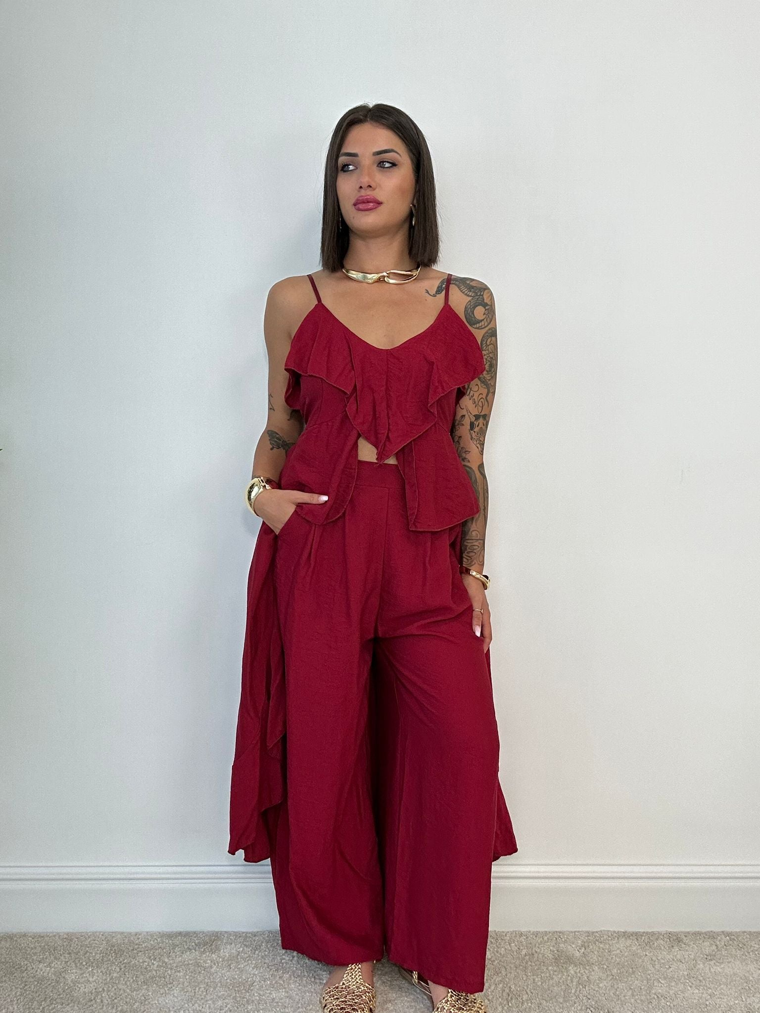 Coordinato Granada (Top Lungo + Pantalone) Rosso
