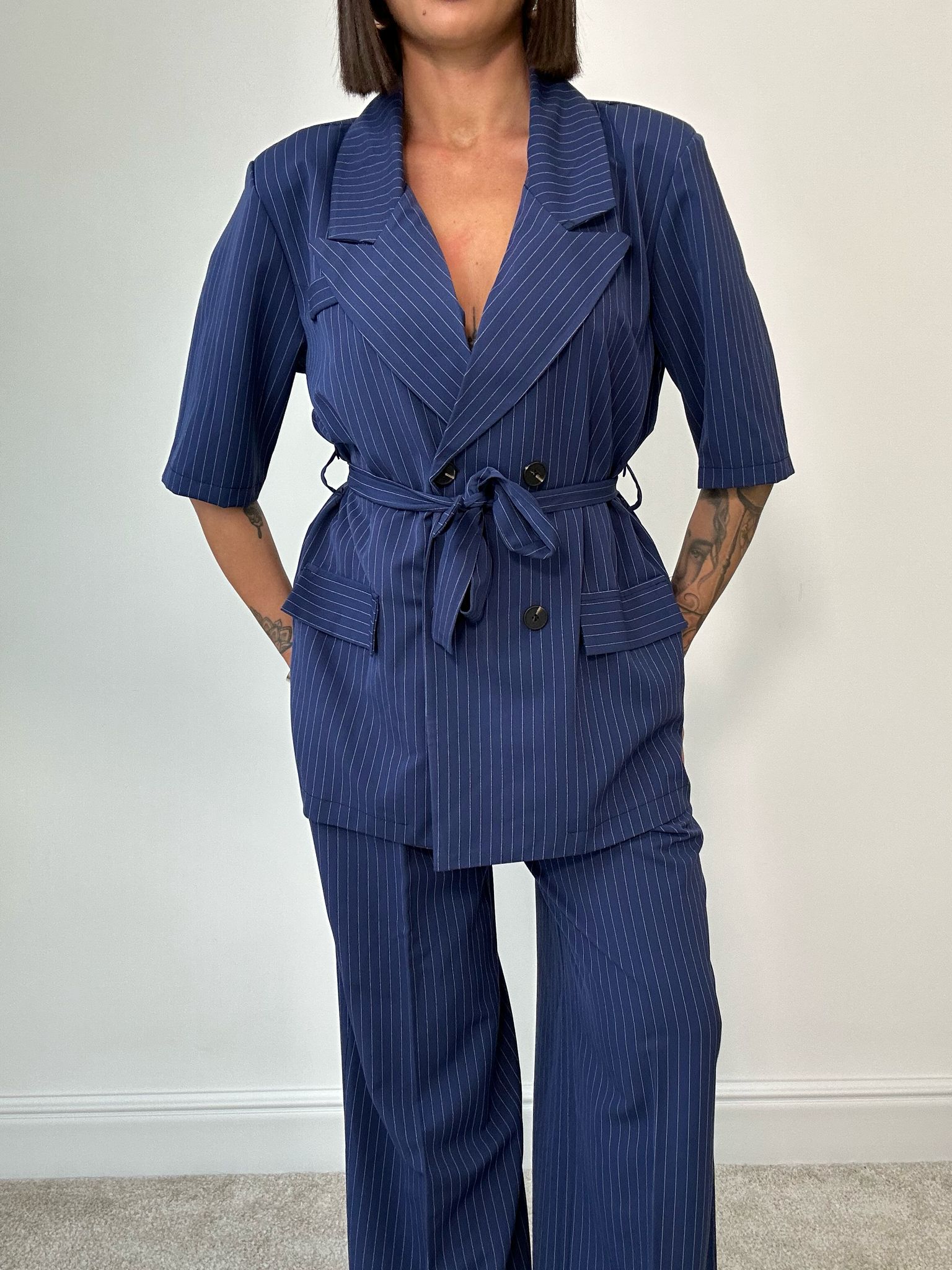 Tailleur Cadice Gessato (Blazer + Pantalone) Blu