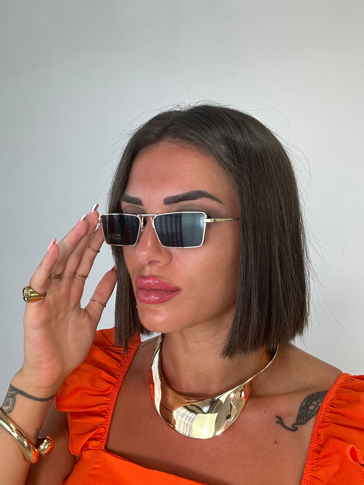 Occhiali da sole sottili quadrati - Oro