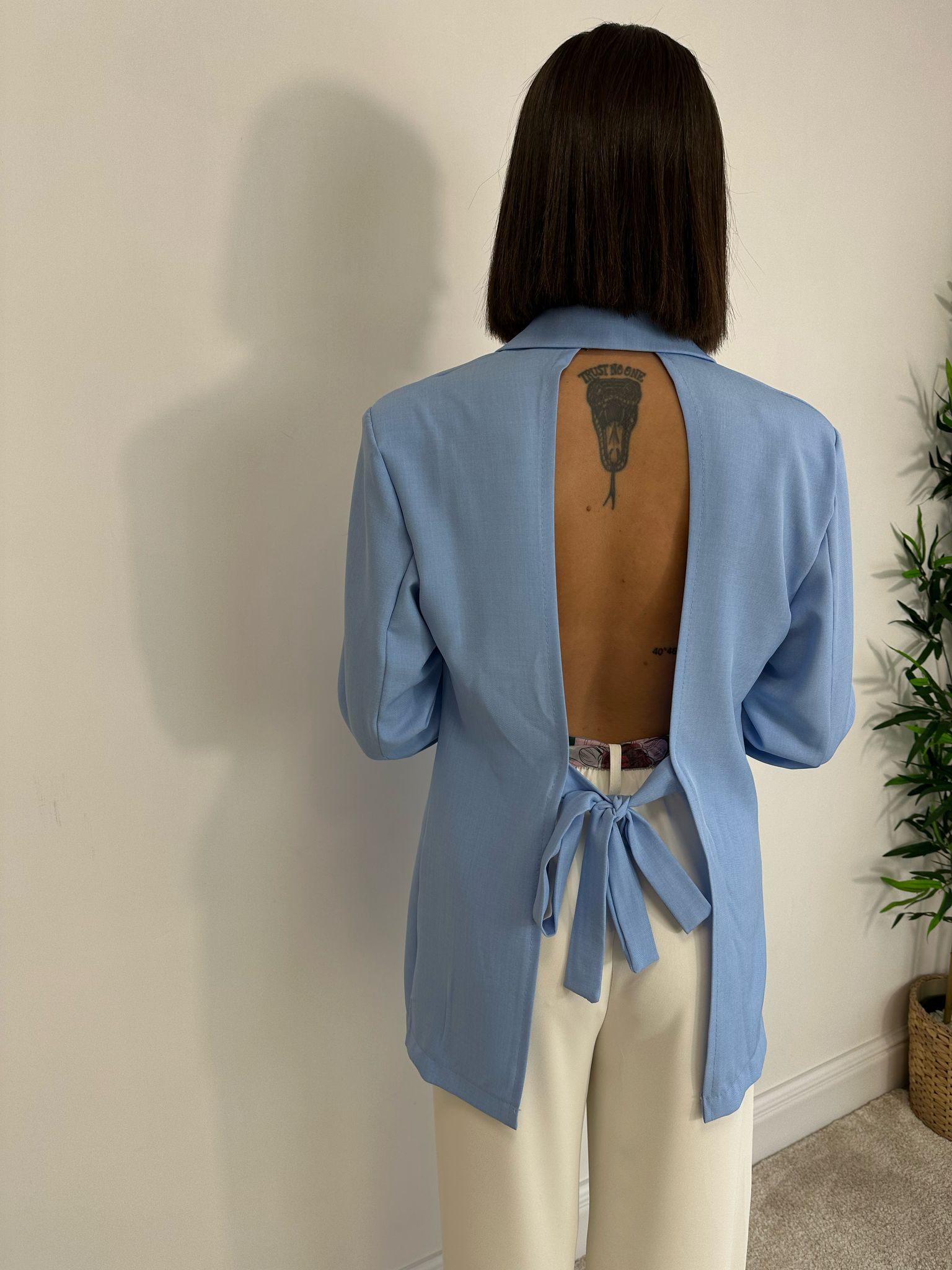 Blazer Scollo Retro - Celeste