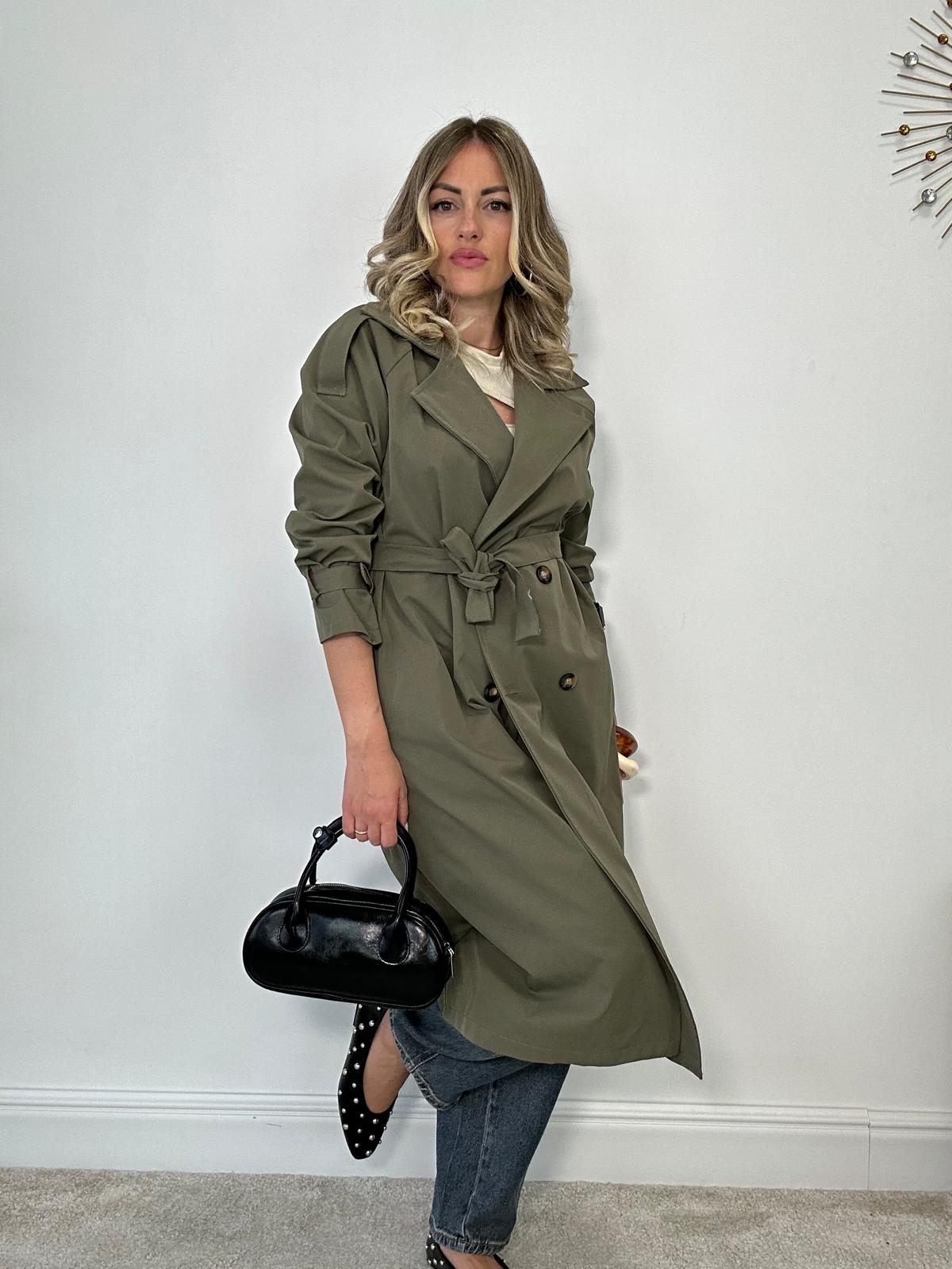 Trench con cintura - Verde