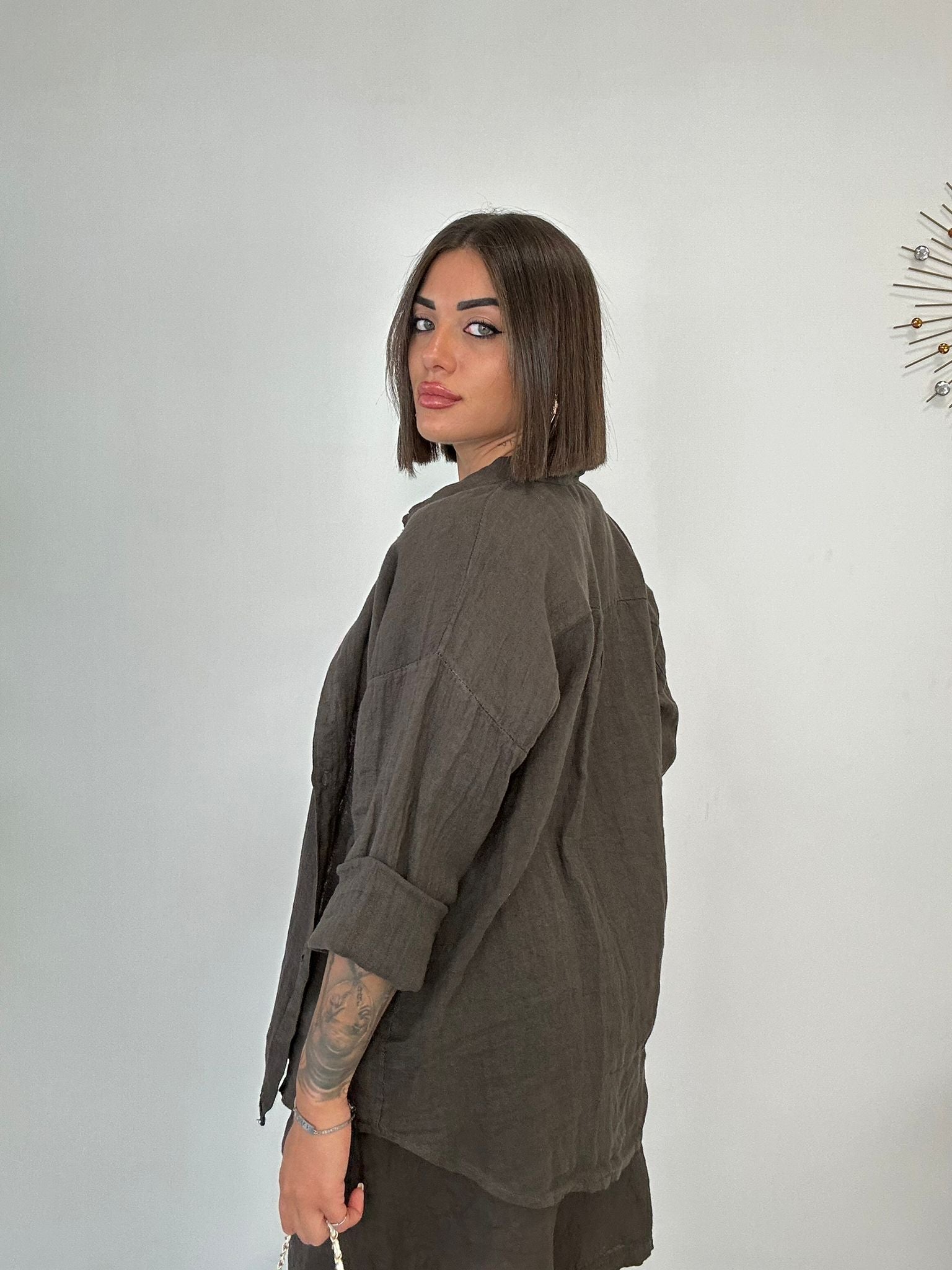 Camicia in Lino - Marrone