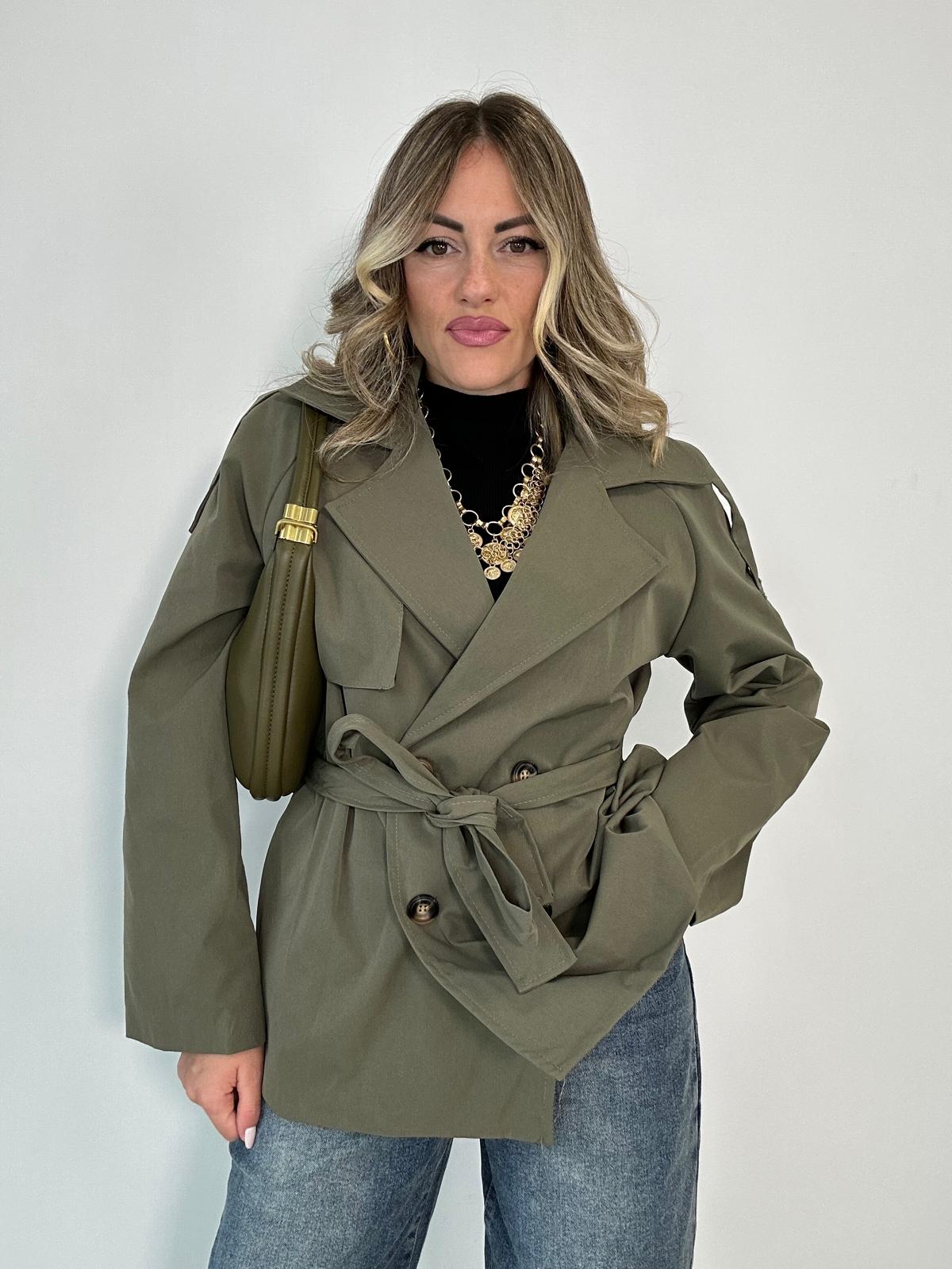 Kurzer Trenchcoat 5909 - Grün
