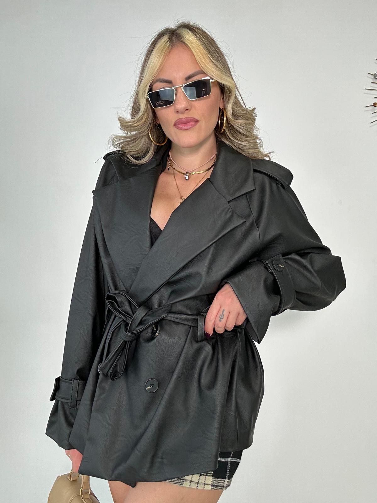 Giacca in ecopelle M13365 - Nero