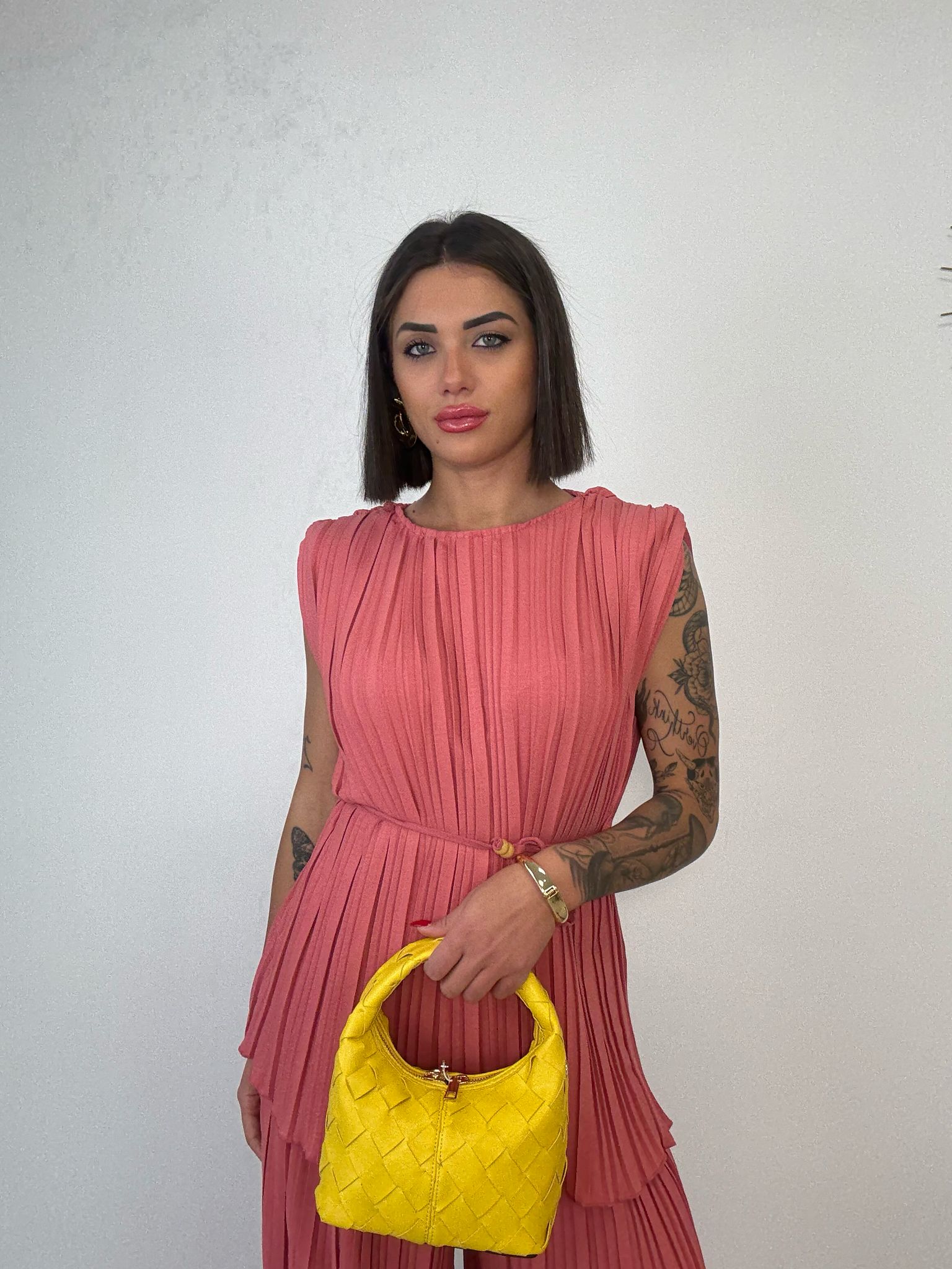 Coordinato Plissettato (Blusa + Pantalone) Salmone