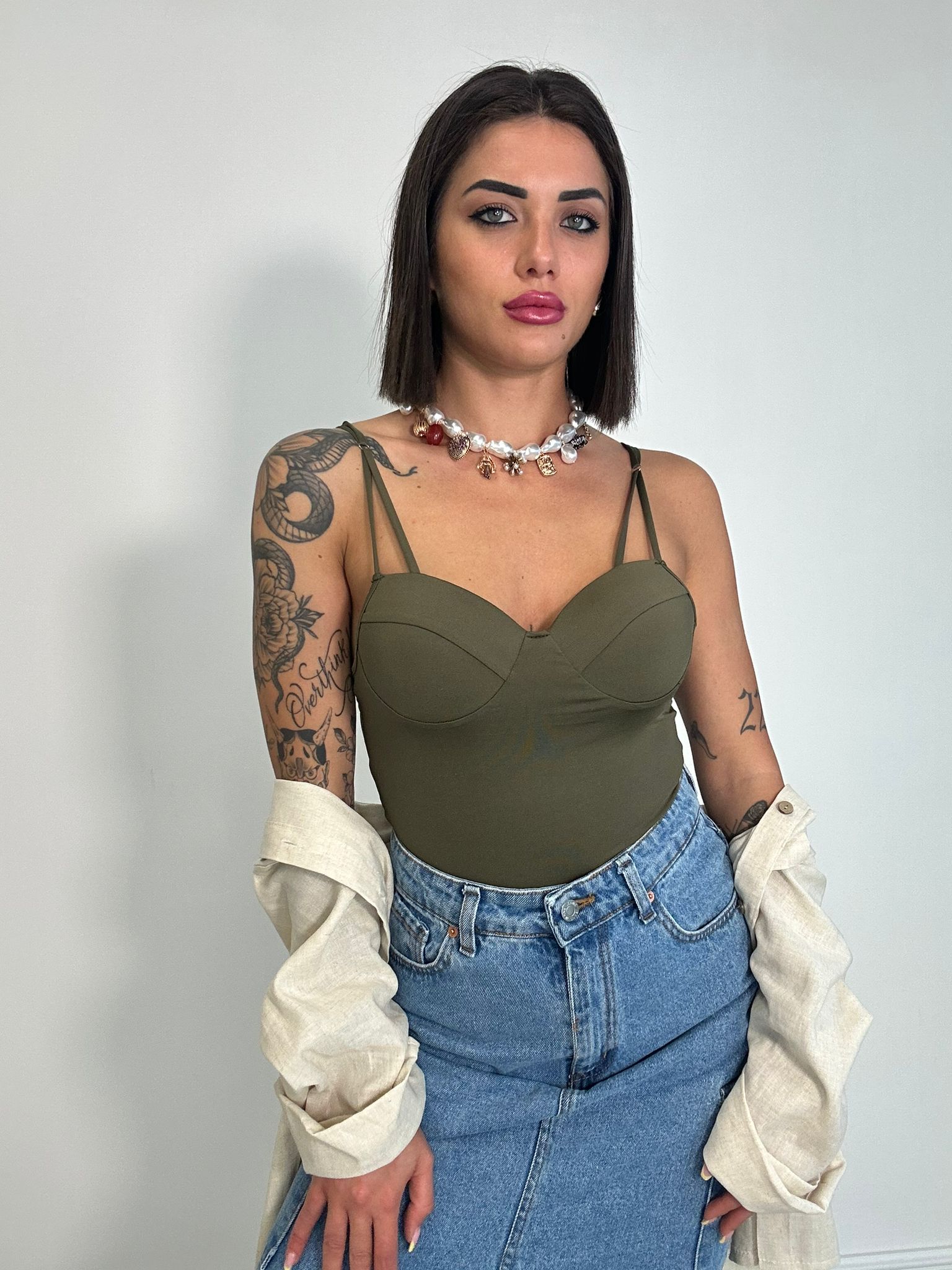 Body con coppe - Verde Militare