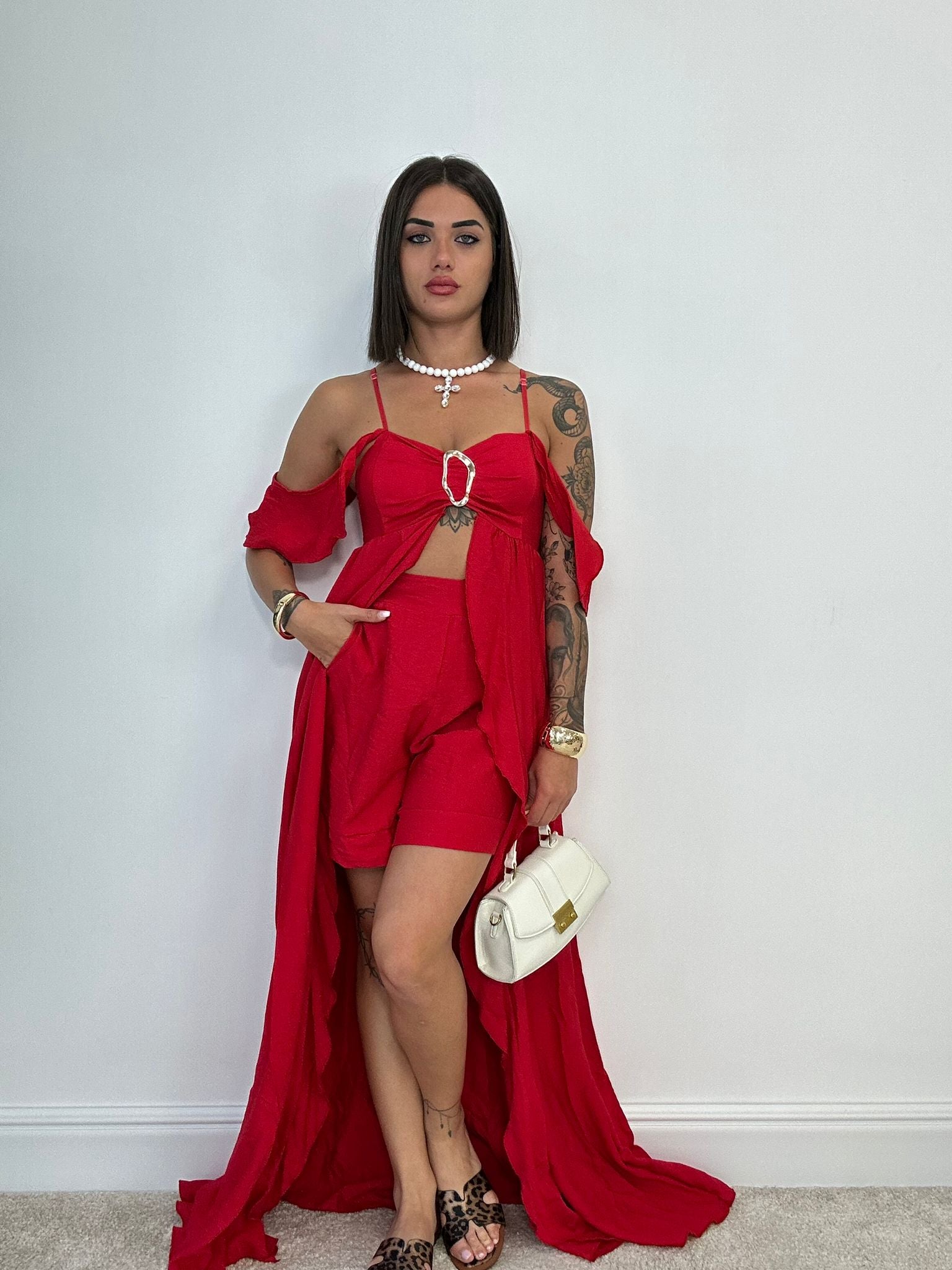 Coordinato Tahiti (Top Lungo + Pantaloncino) Rosso