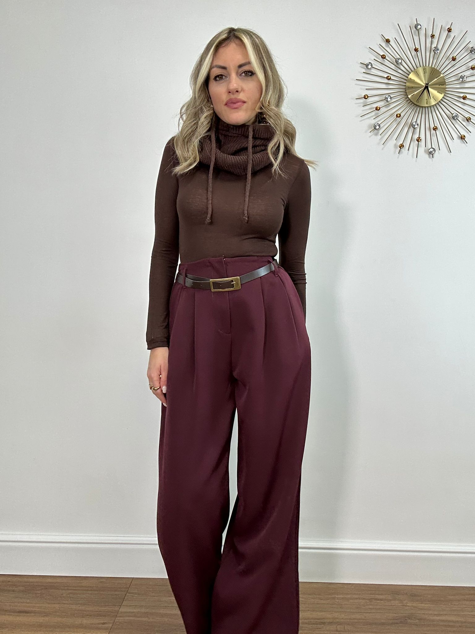 Pantalone 2323 a palazzo - Bordeaux