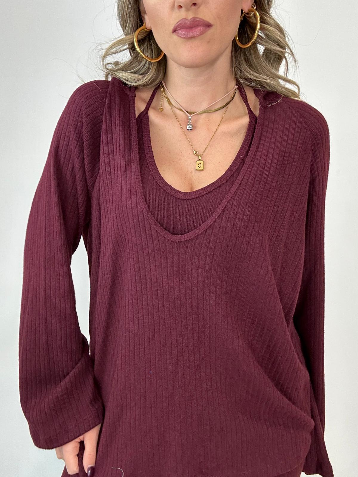 Coordinato ( Pantalone + top + maglia ) Bordeaux