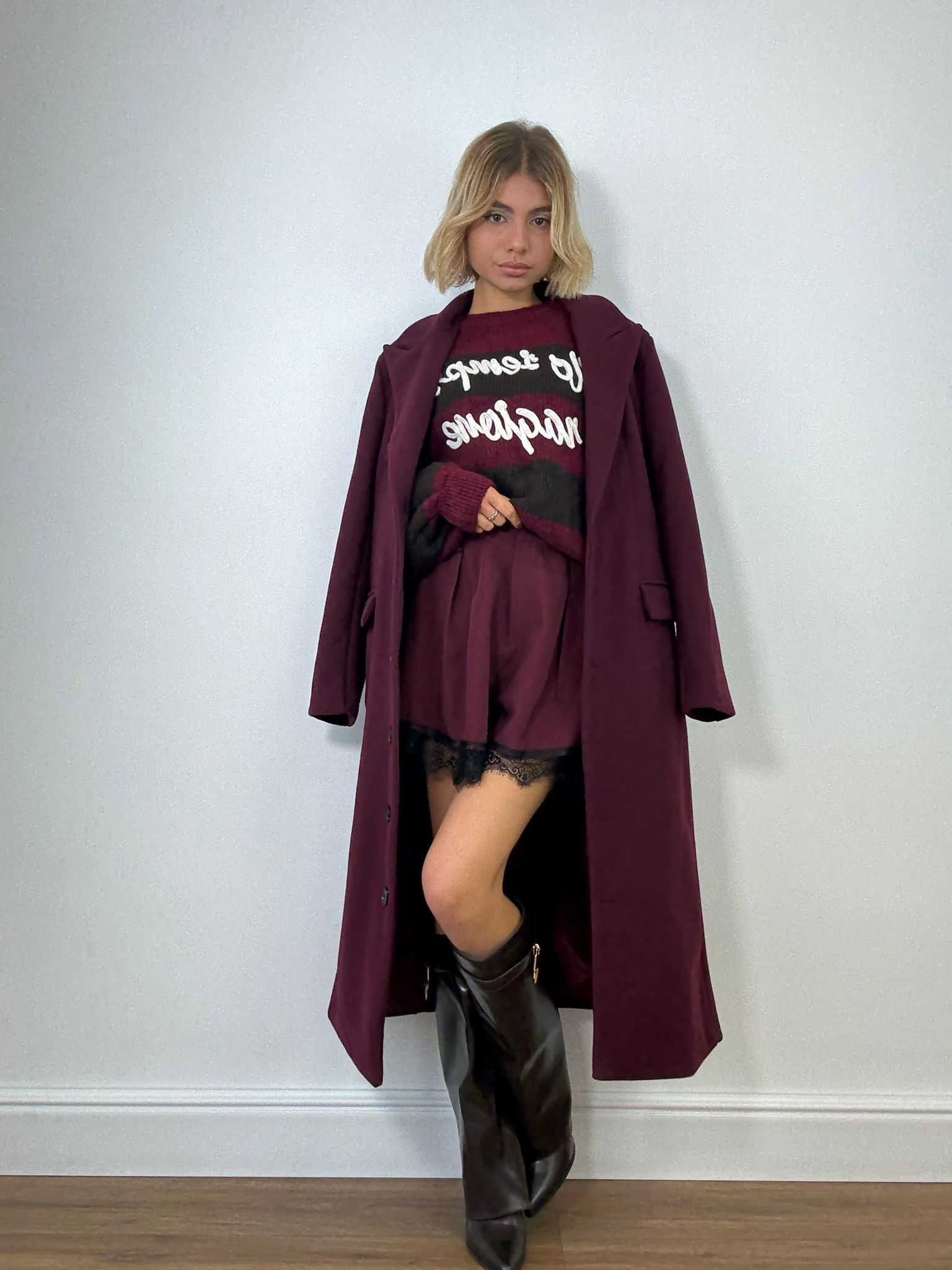 Maglione "Ho sempre ragione" A3130 - Bordeaux e Marrone