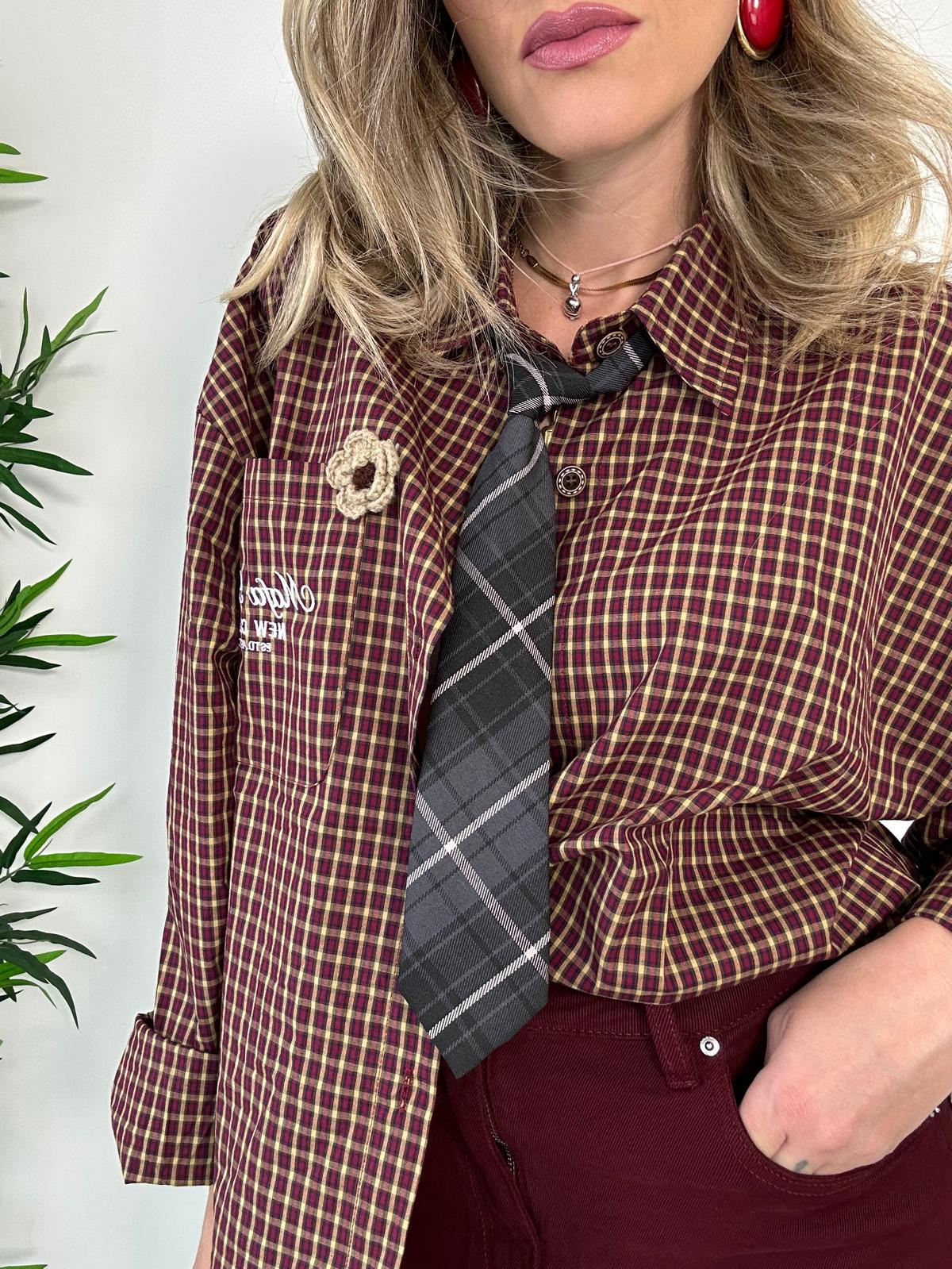 Camicia con cravatta MC930 - Giallo e Bordeaux