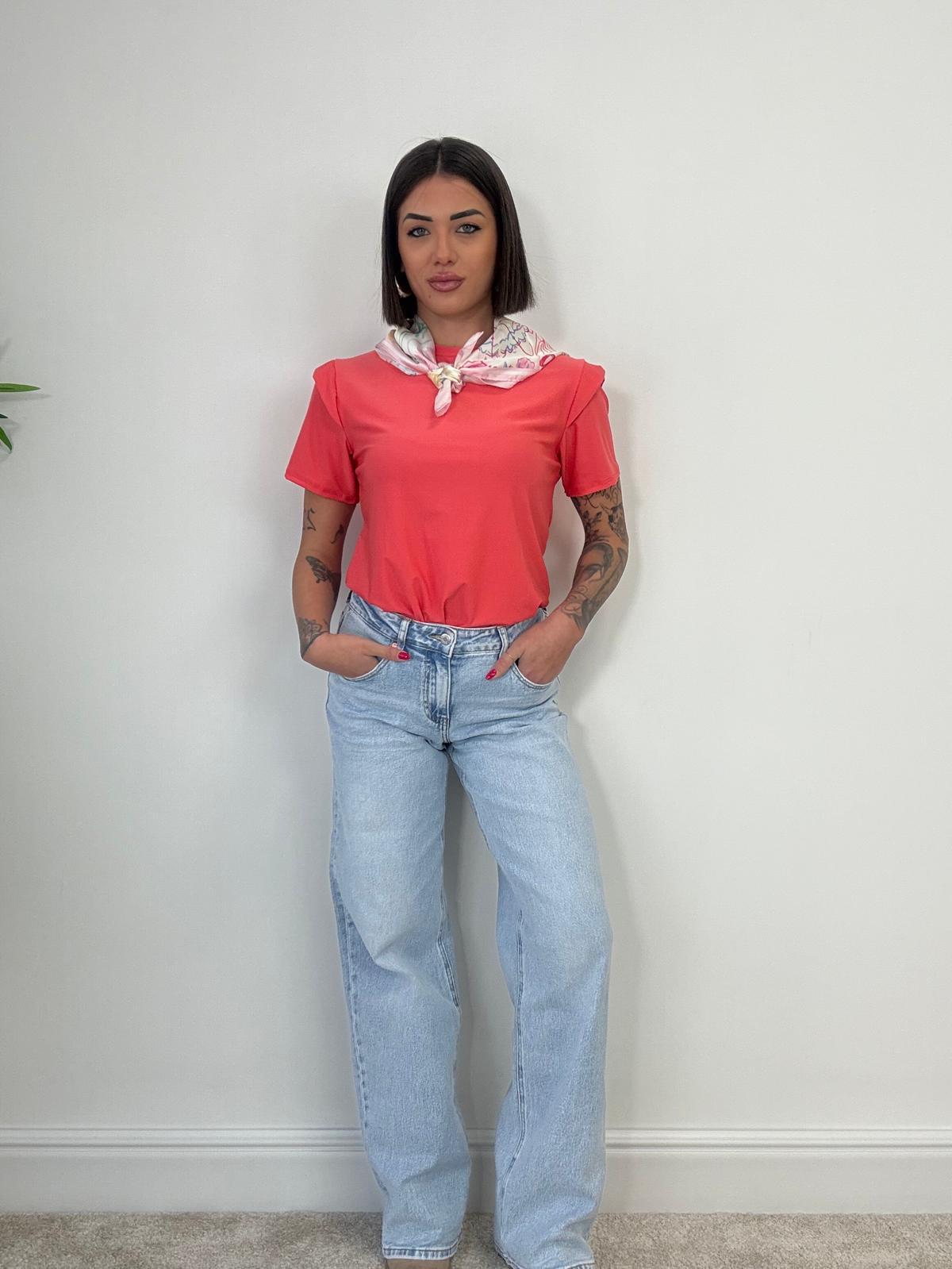 Jeans con foulard a palazzo - Lavaggio chiaro