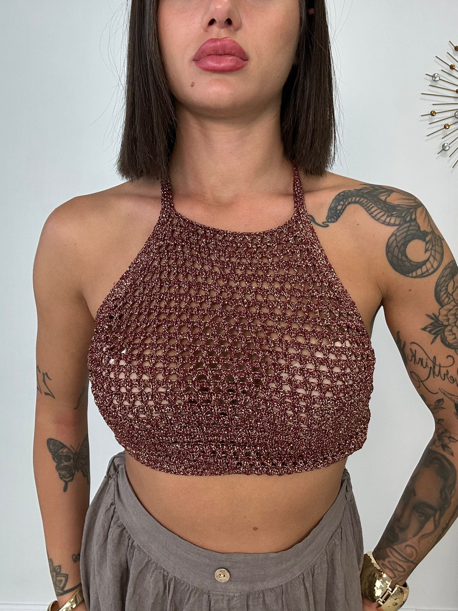 Top in filo traforato - Bordeaux