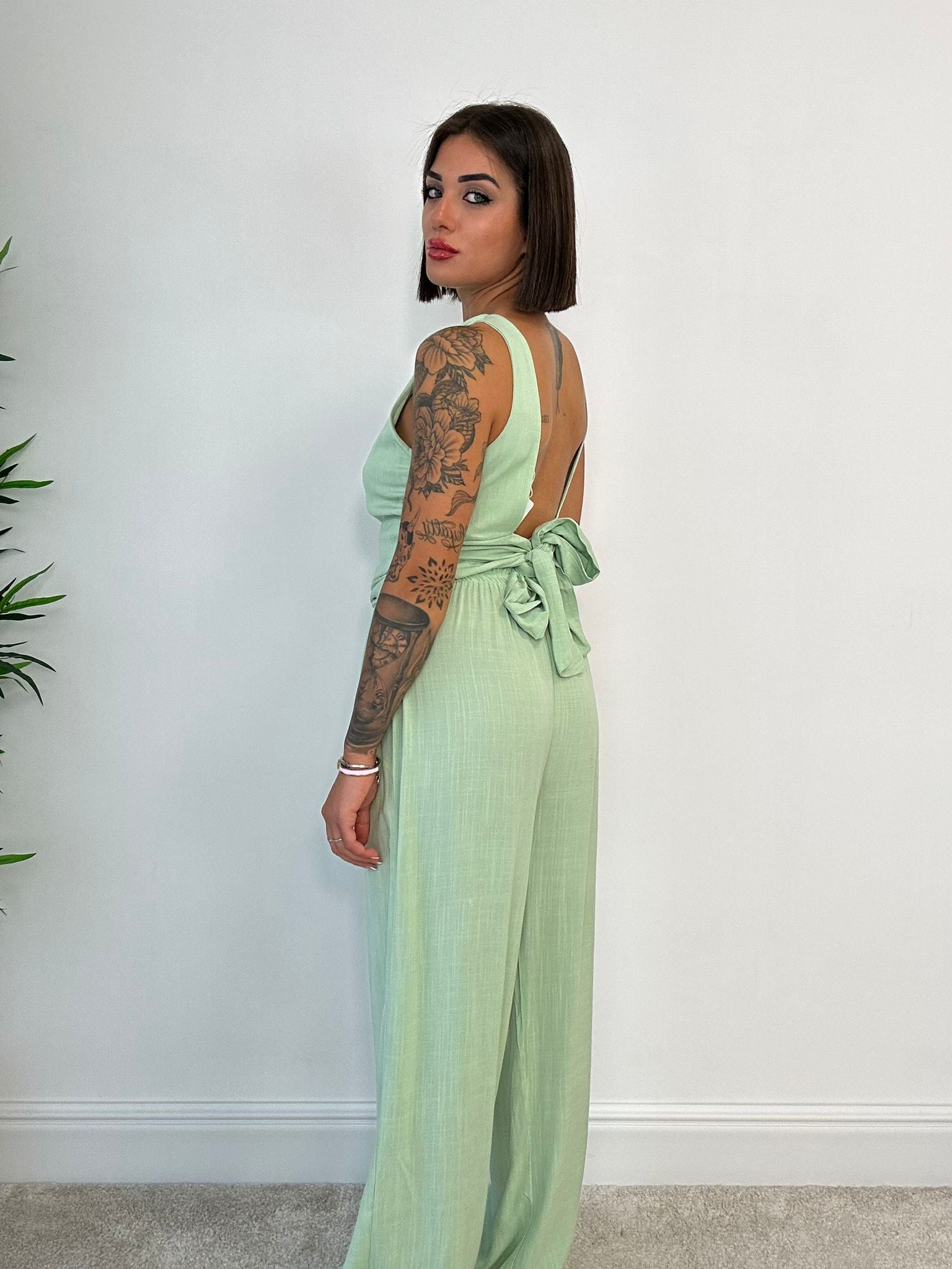 Coordinato Simona (Top + Pantalone) Verde Chiaro