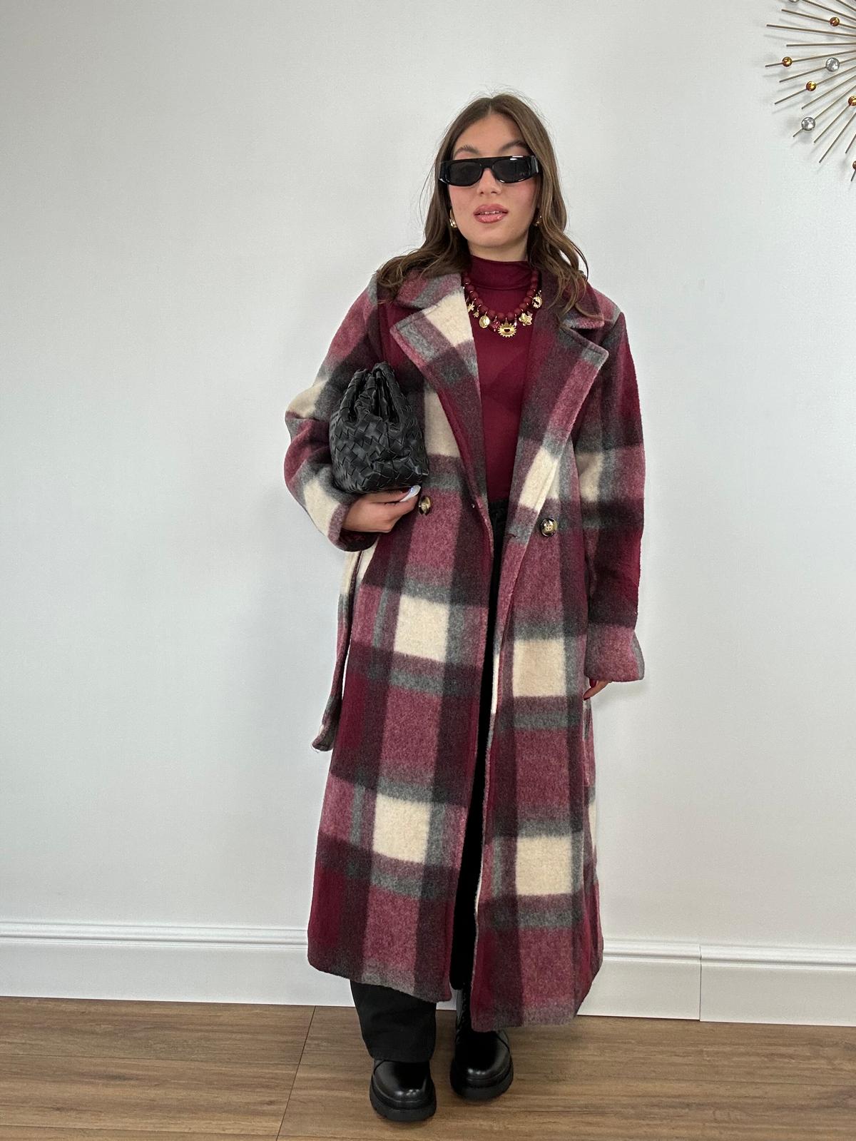 Cappotto IN683507 - Bordeaux e Panna