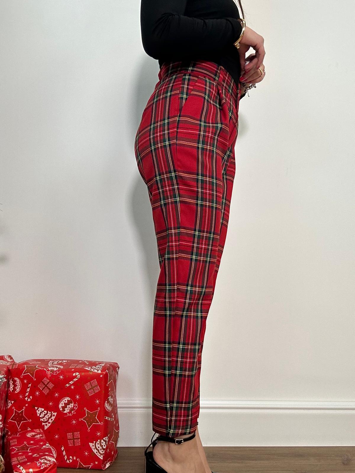 Pantalone Tartan con cintura - Rosso