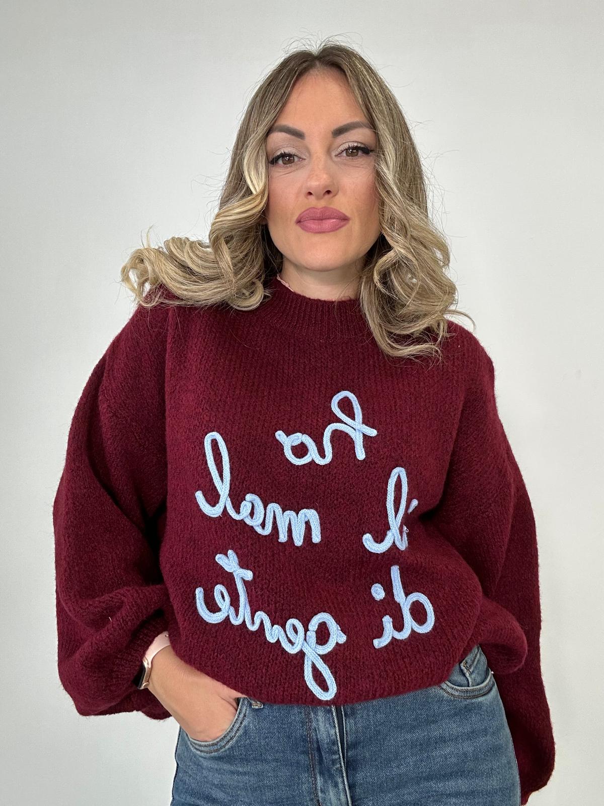 Maglione (ho il mal di gente ) A2903 - Bordeaux