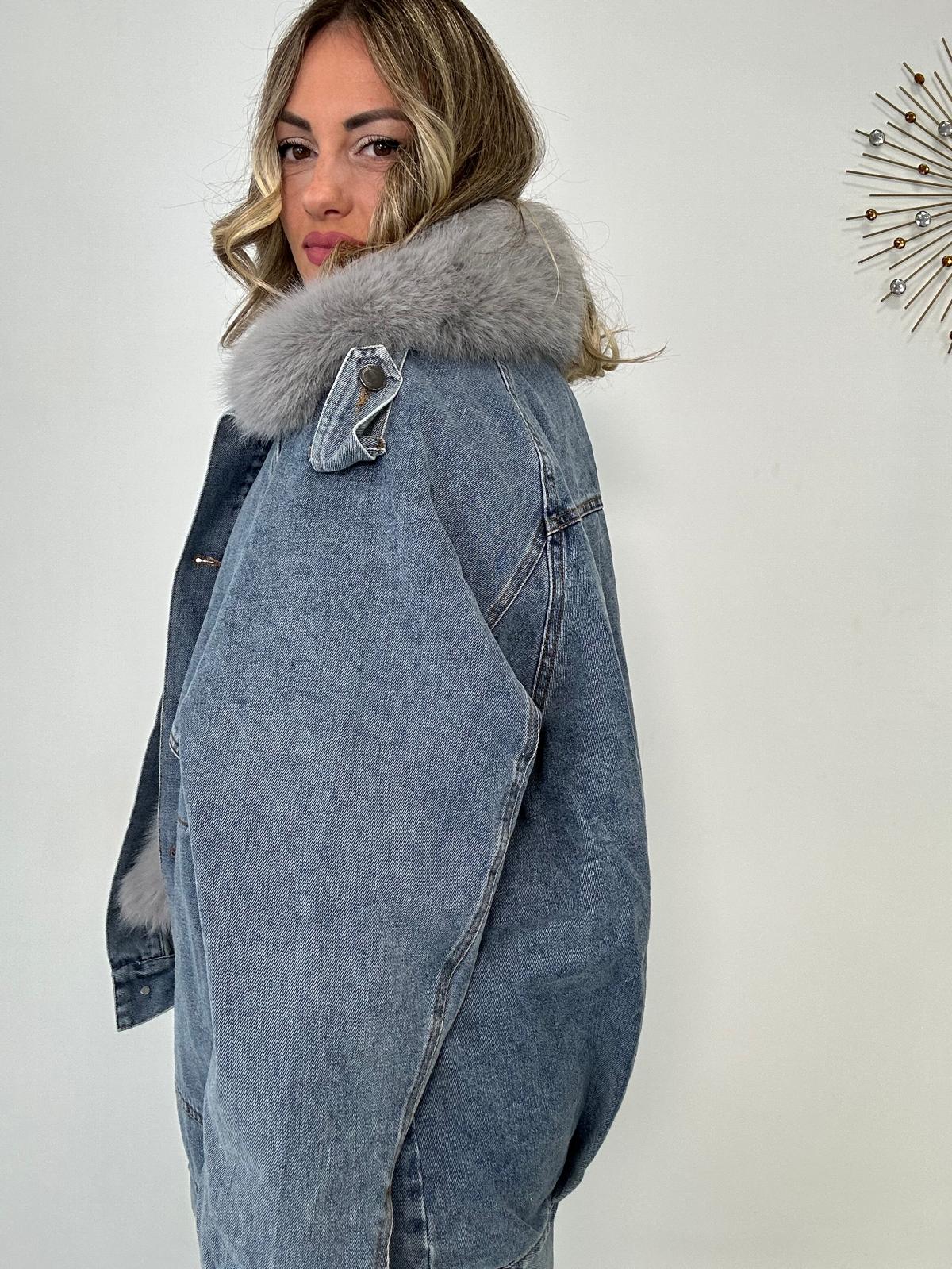 Giacca di jeans con ecopelliccia 6373