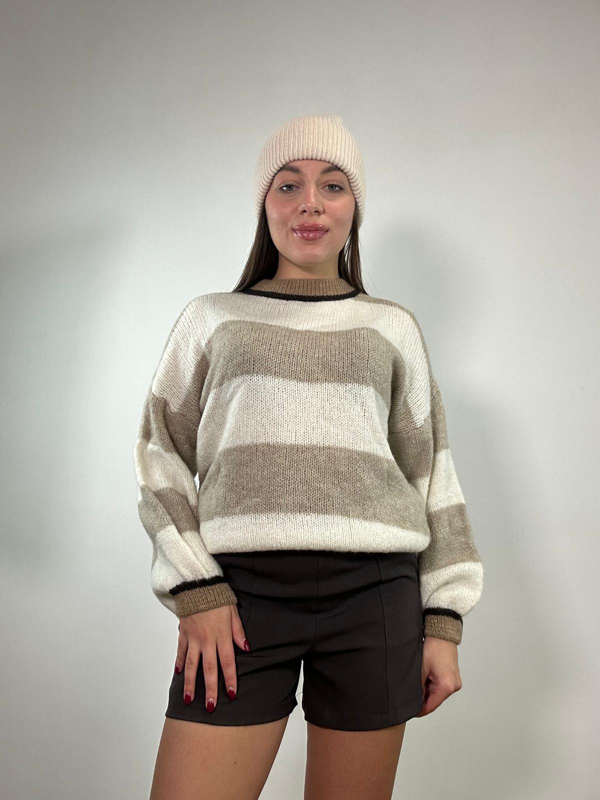 Maglione A3110 - Panna e Beige