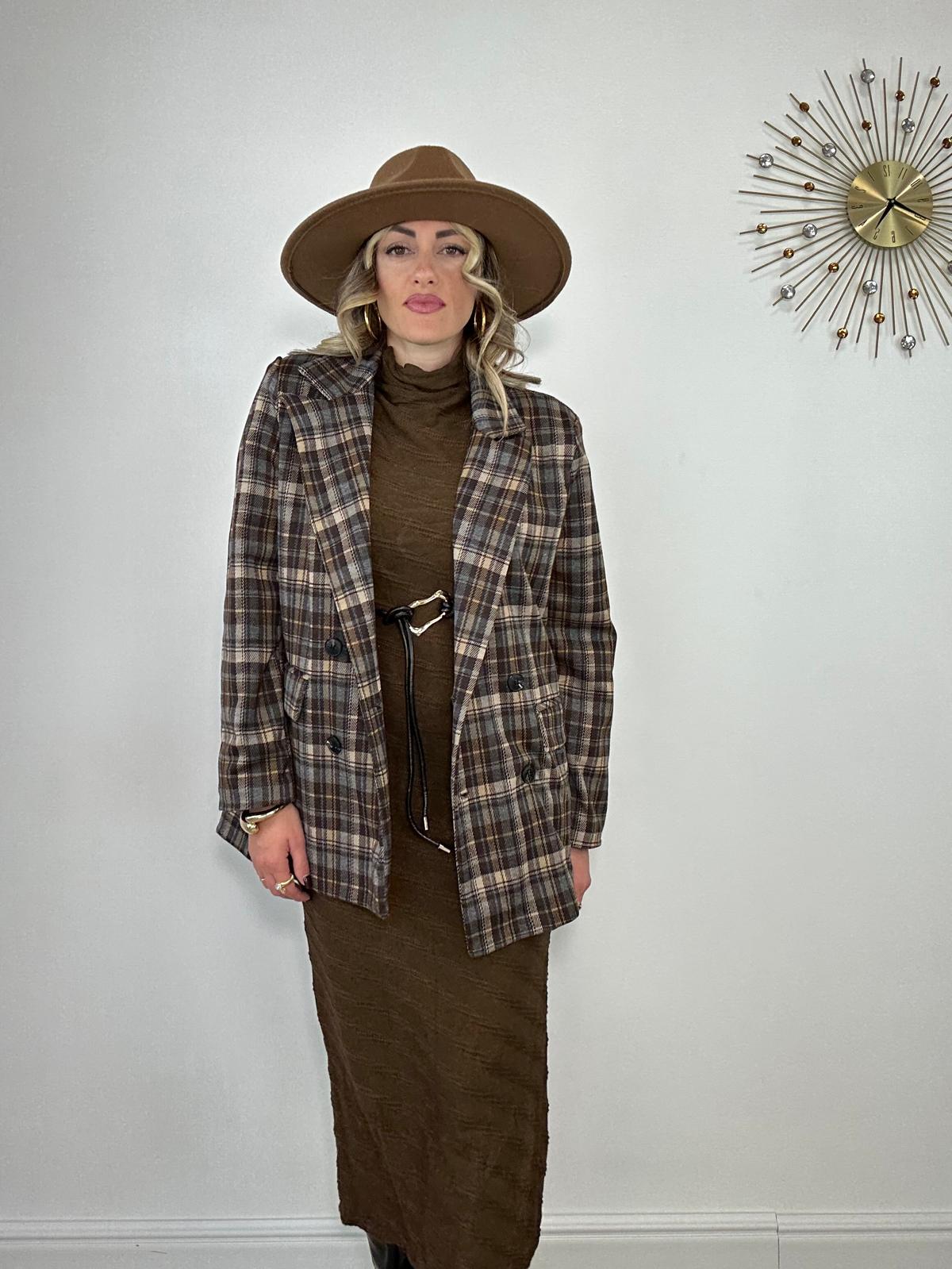 Blazer a quadri 6726 - Marrone/Beige