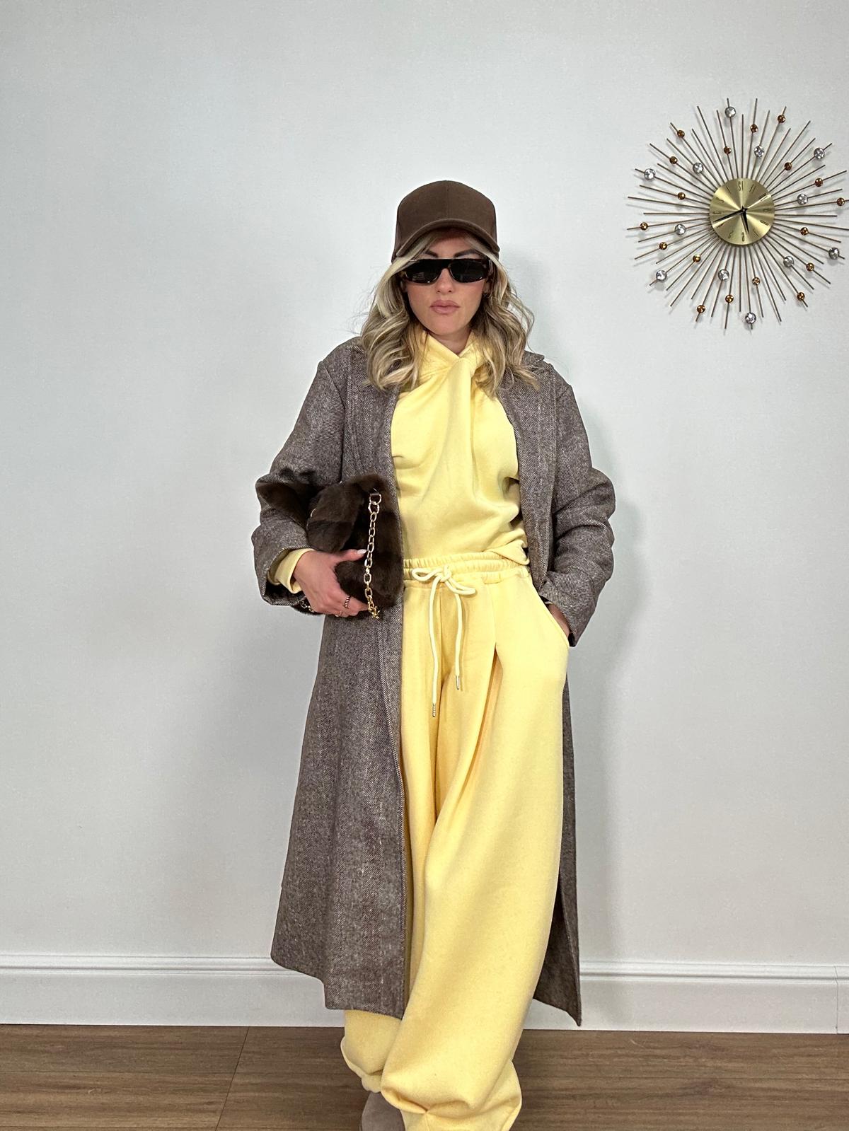 Cappotto a spina di pesce 6575 - Marrone