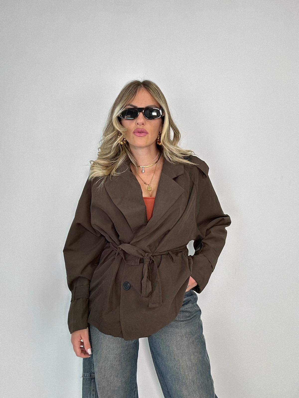 Kurzer Trenchcoat M13348 - Braun