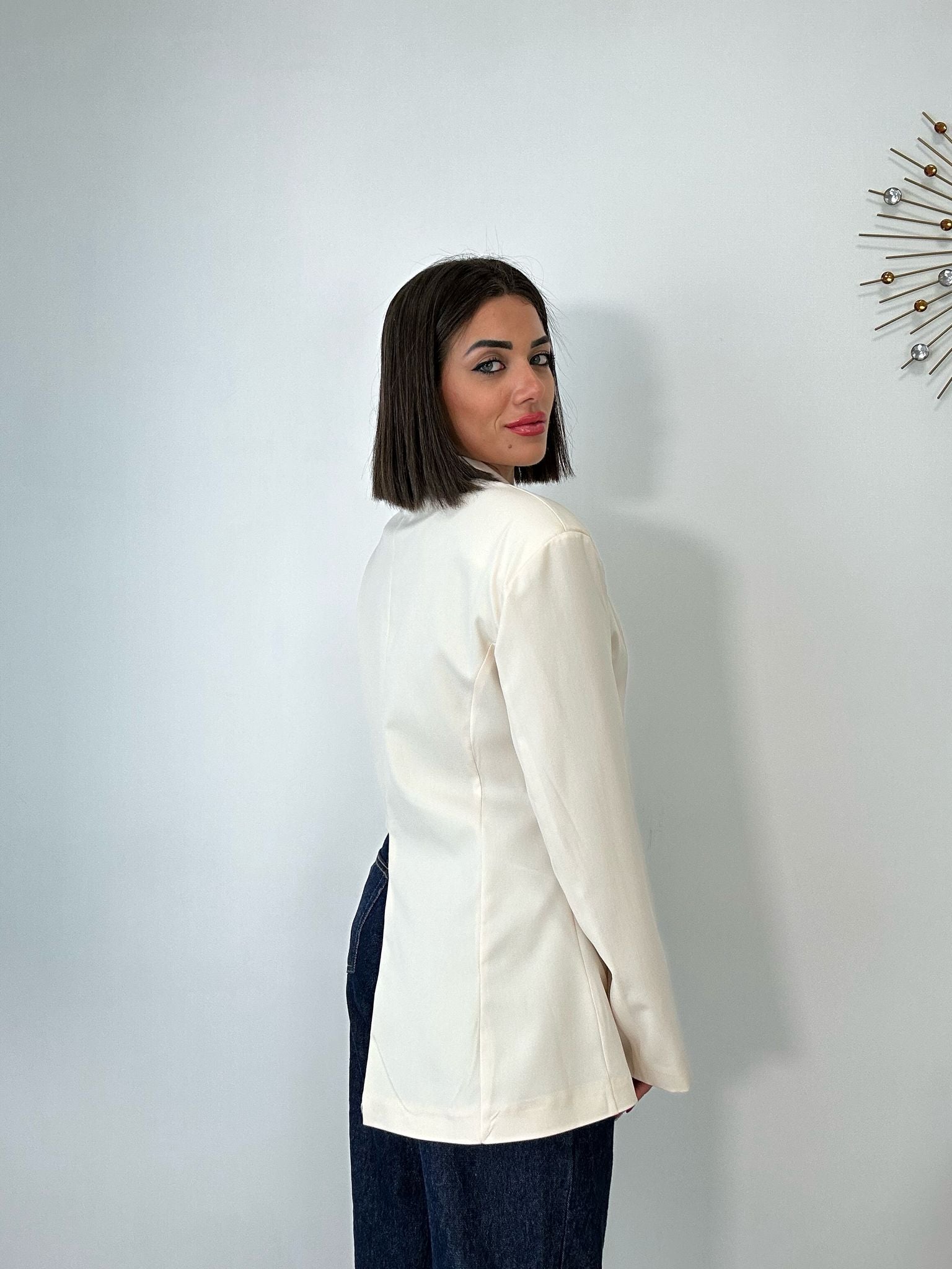 Blazer Crop Asimmetrico - Panna