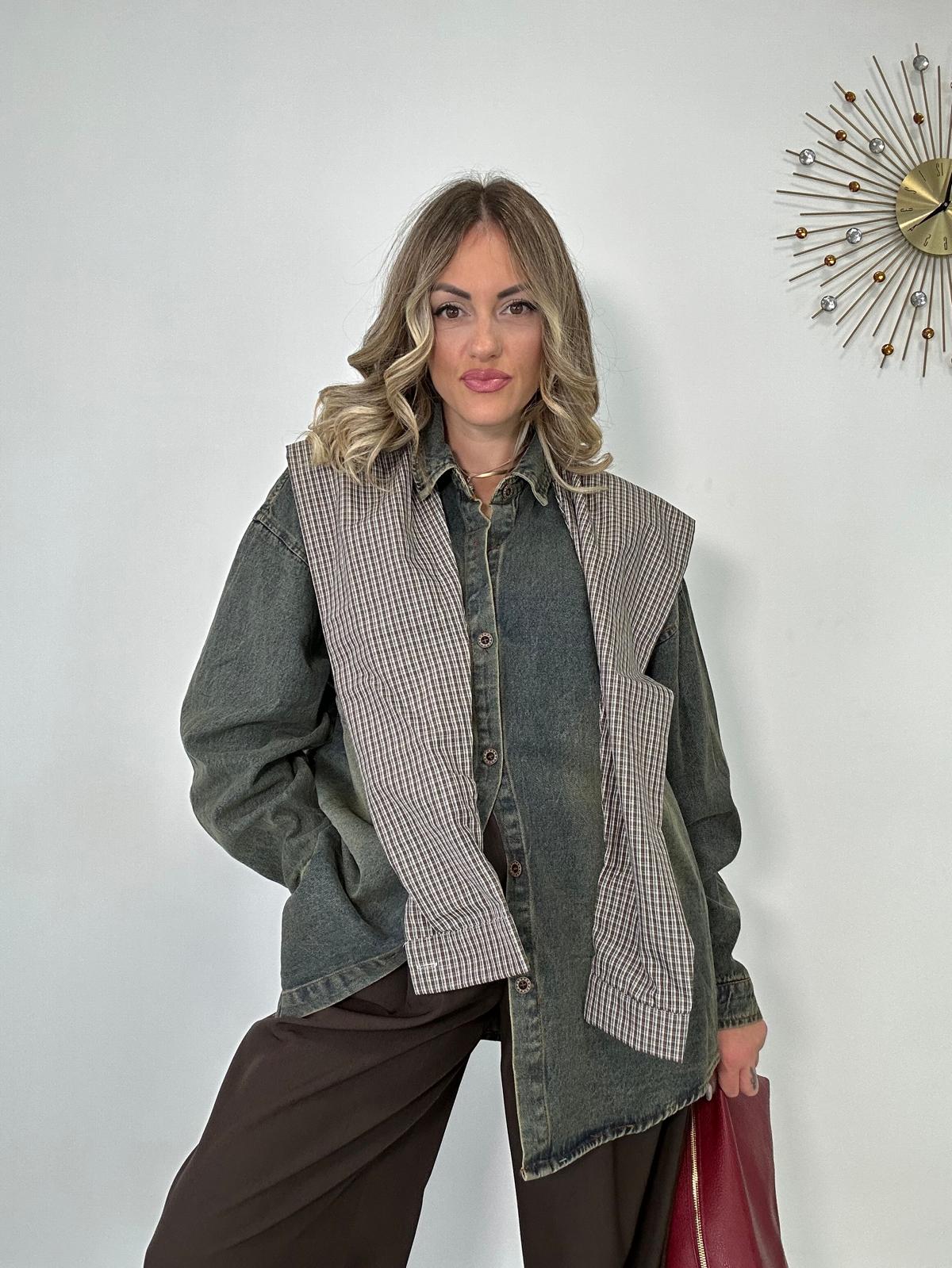 Maxi camicia denim MC926 - sabbiata vintage