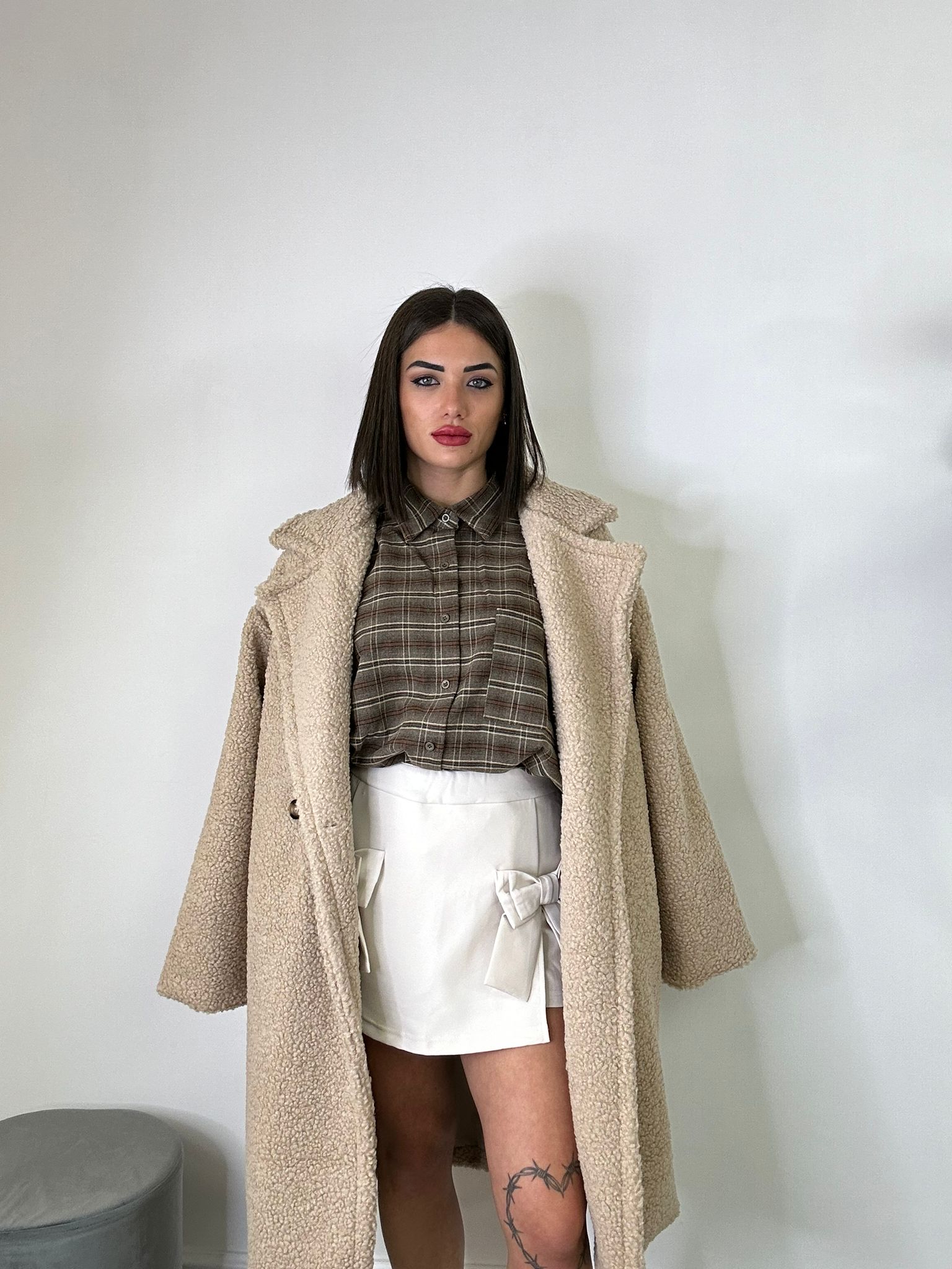 Shorts mit Schleife - Beige