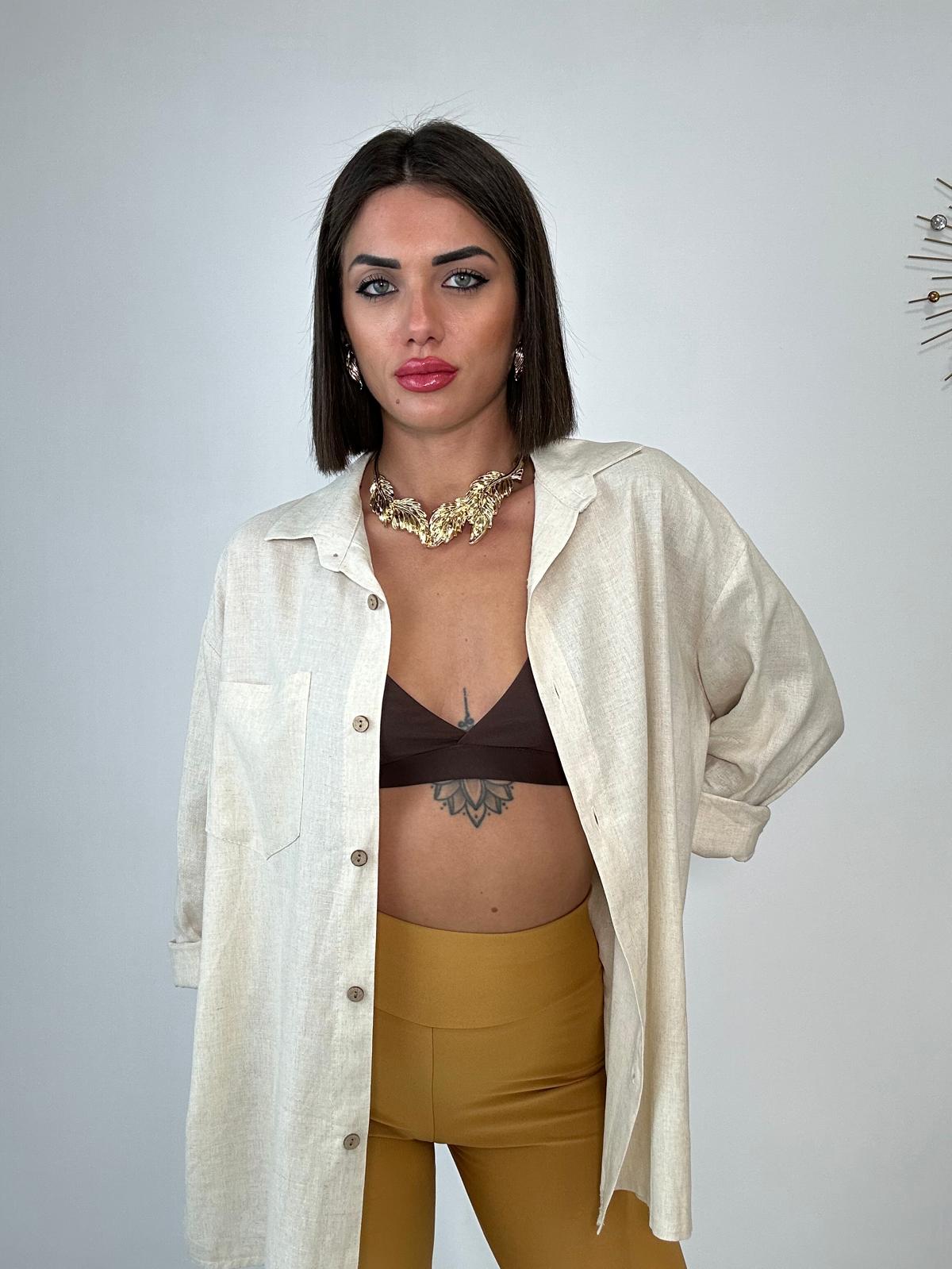 Camicia in Lino- Beige