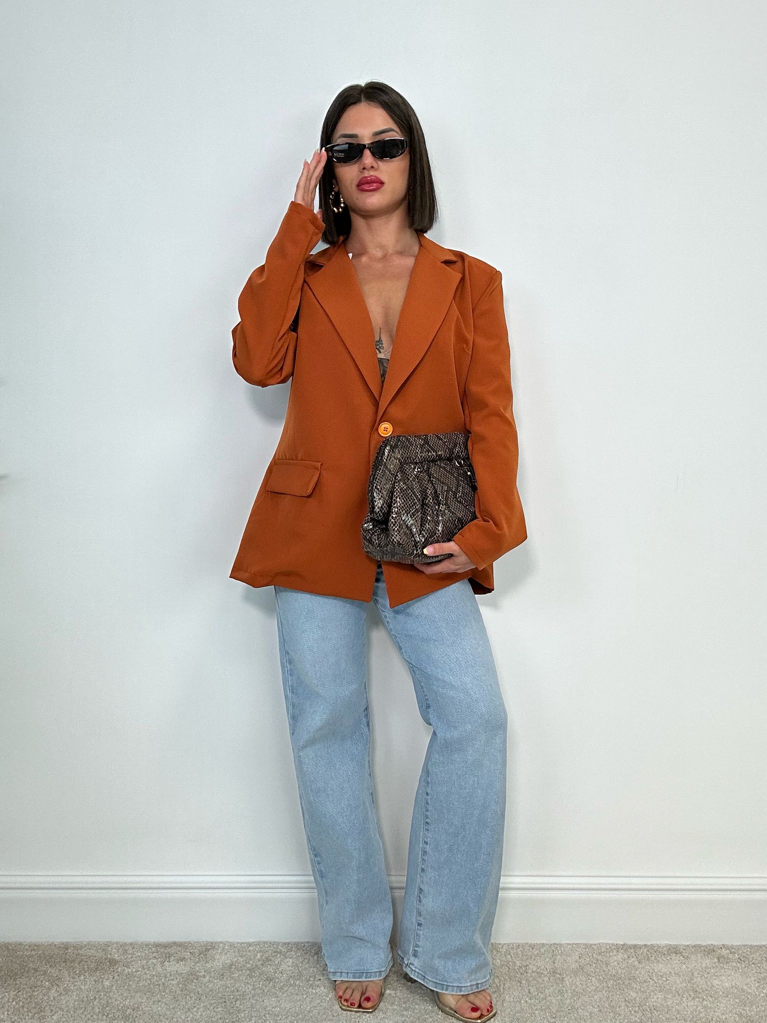 Blazer mit Nackenband - Orange