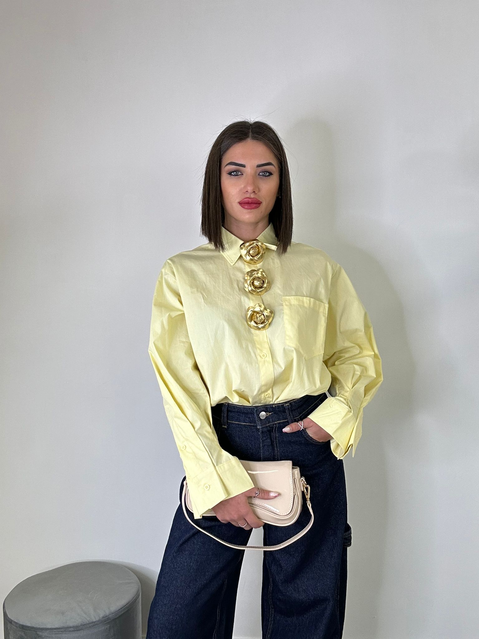 Chemise à épingles à fleurs - Jaune