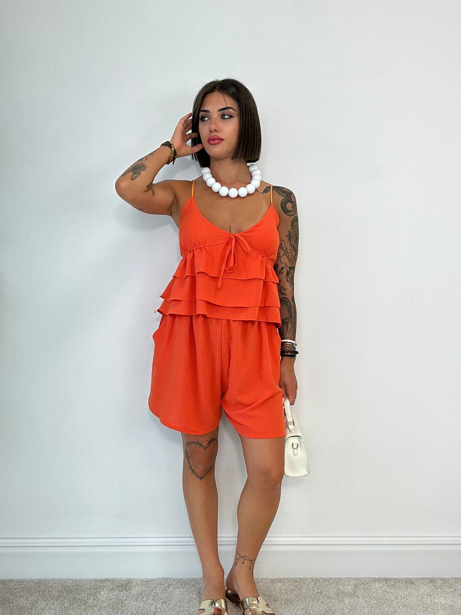 Coordinato Karina (Top + Pantaloncino) Arancione