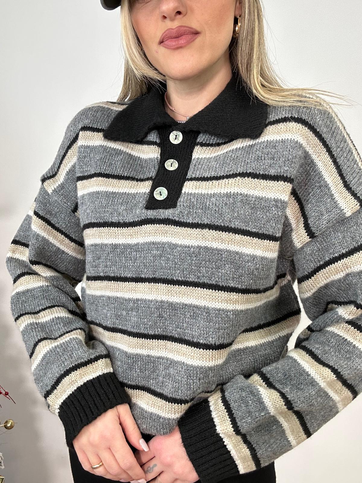 Maglione 33829 - Grigio e Nero