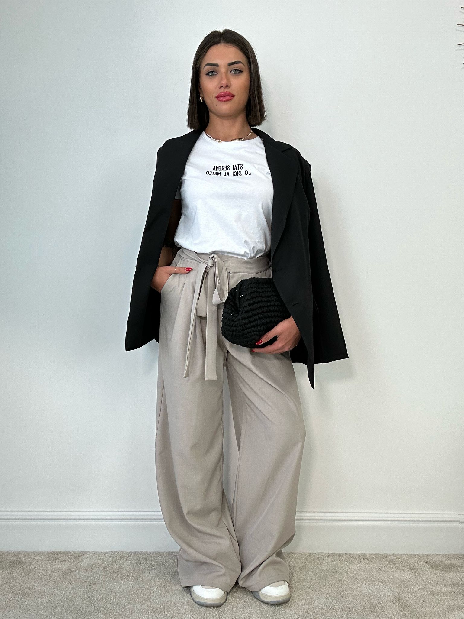 Pantalone con laccetto - Beige