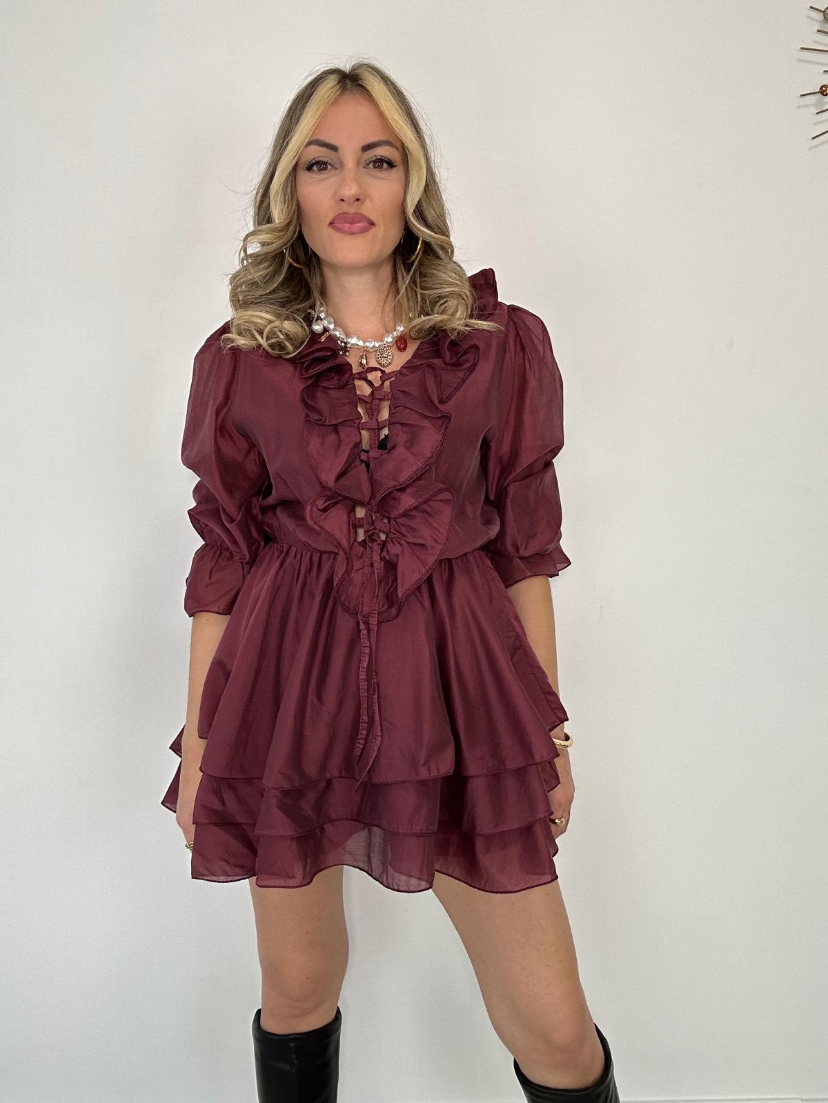 Coordinato M1602 (Blusa + Pantaloncino) Bordeaux