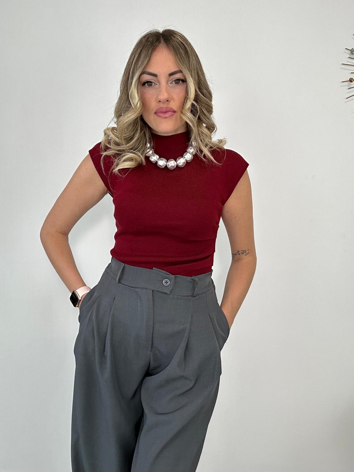 Maglia con taglio asimmetrico - Bordeaux