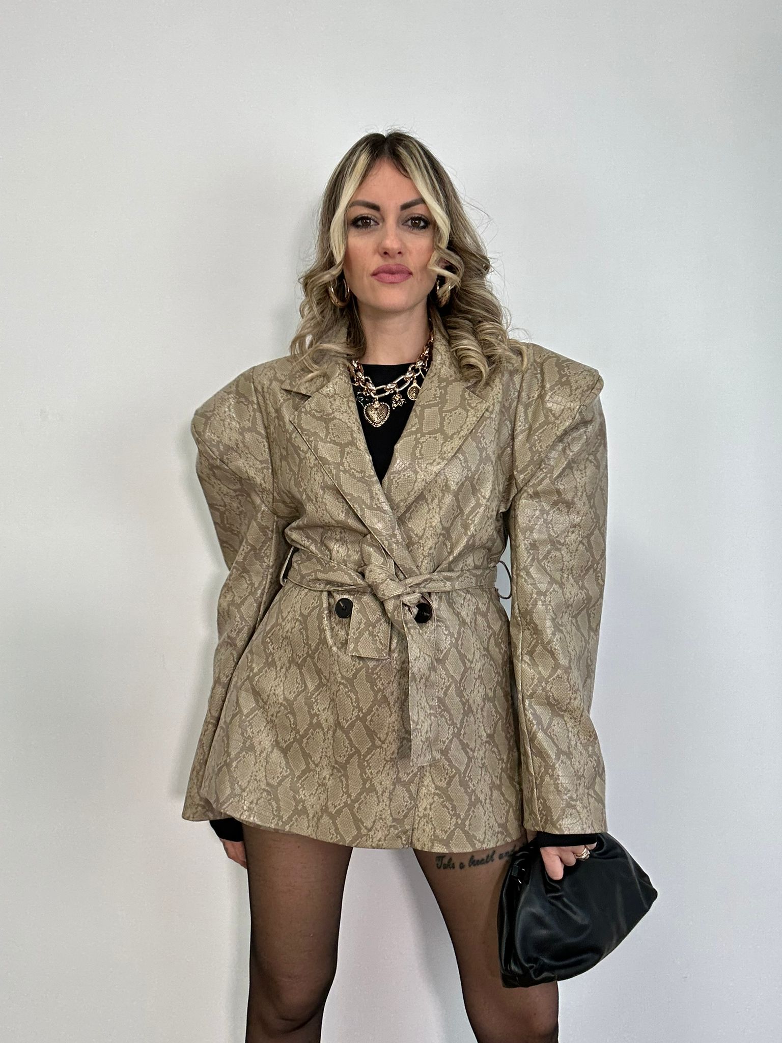 Blazer ecopelle pitonata C26 - Beige