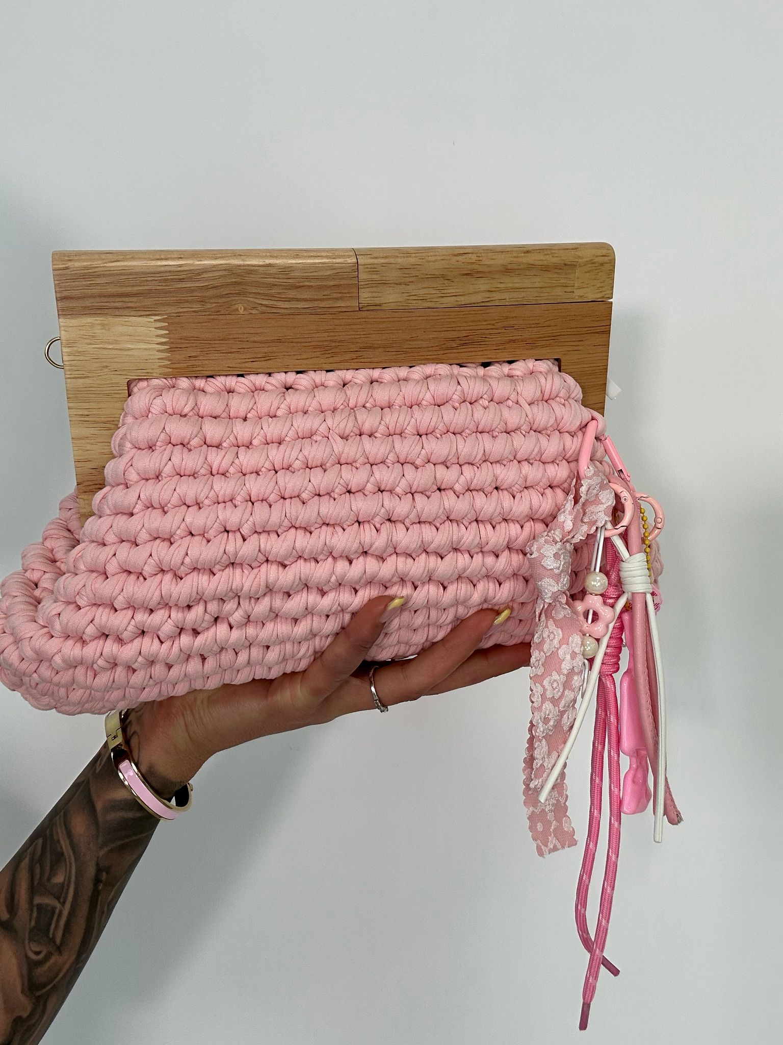 Gestrickte Tasche - Rosa