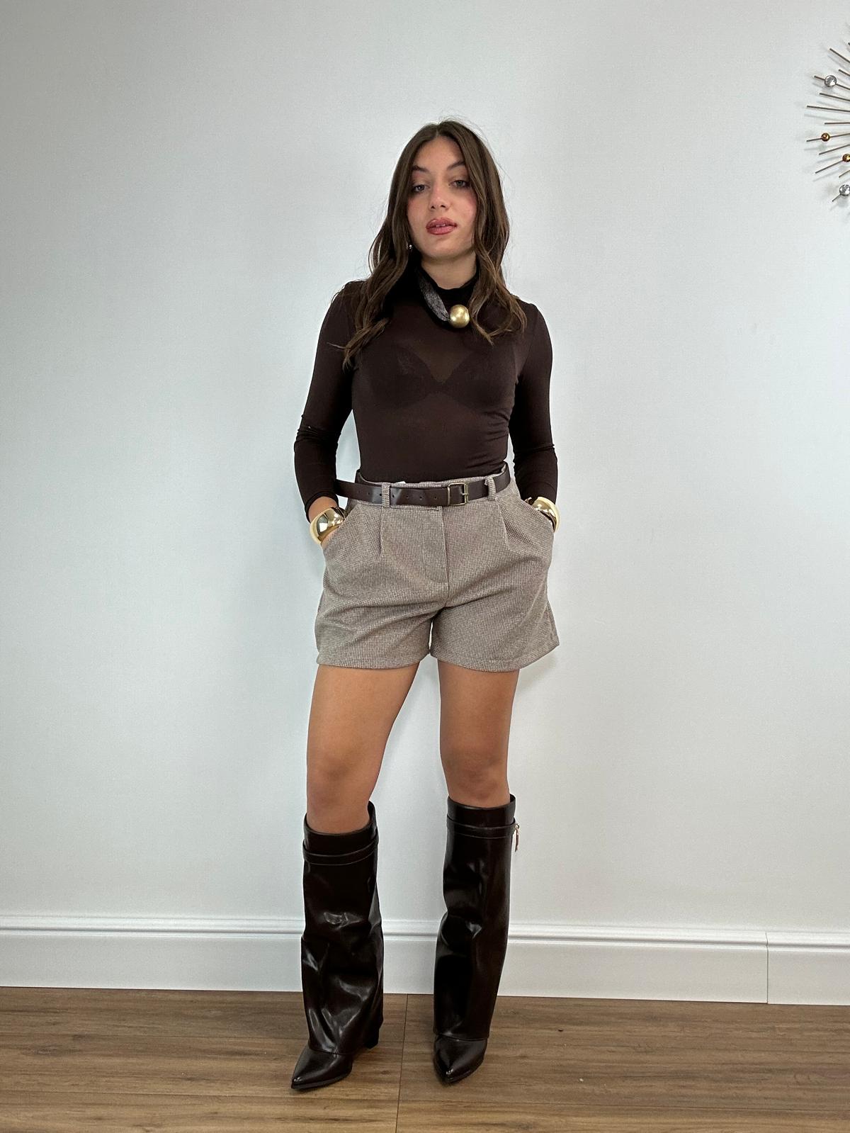 Pantaloncino Pied de Poule 25708 - Beige