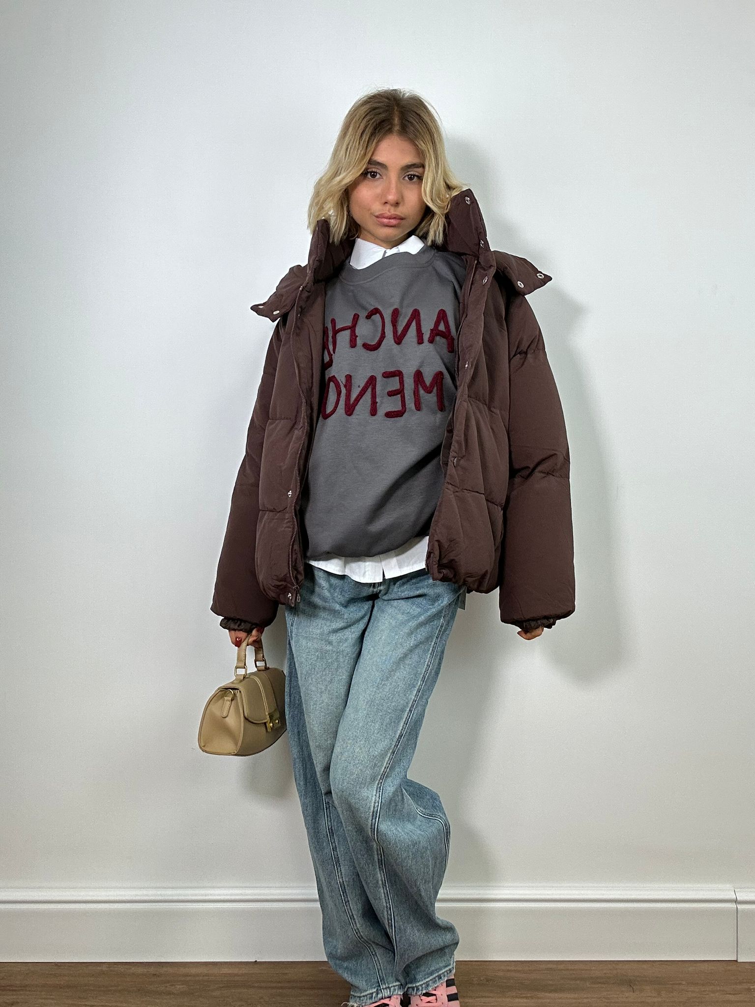 Felpa "Anche Meno" M6023 - Grigio