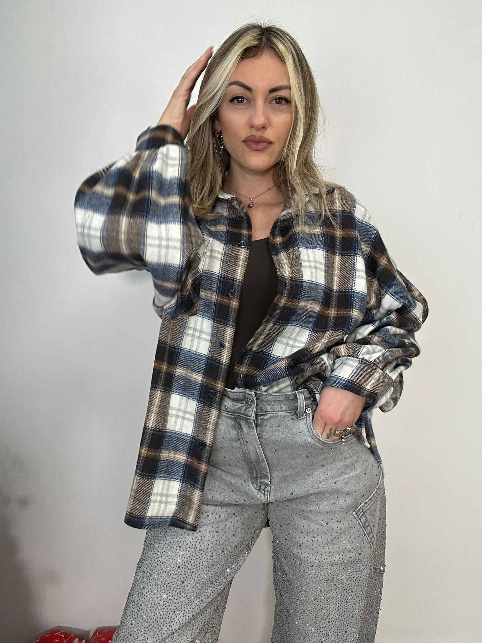 Camicia 24616 - Blu e Marrone