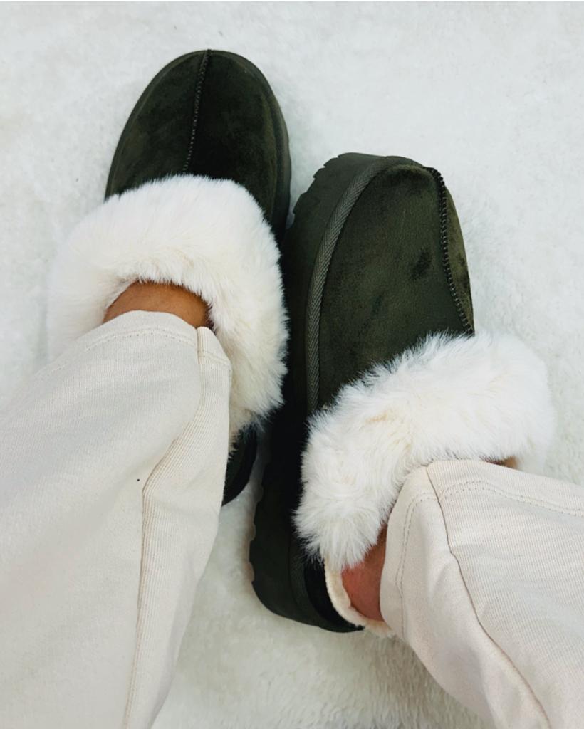 Slippers con ecopelliccia - Army Green - SC57