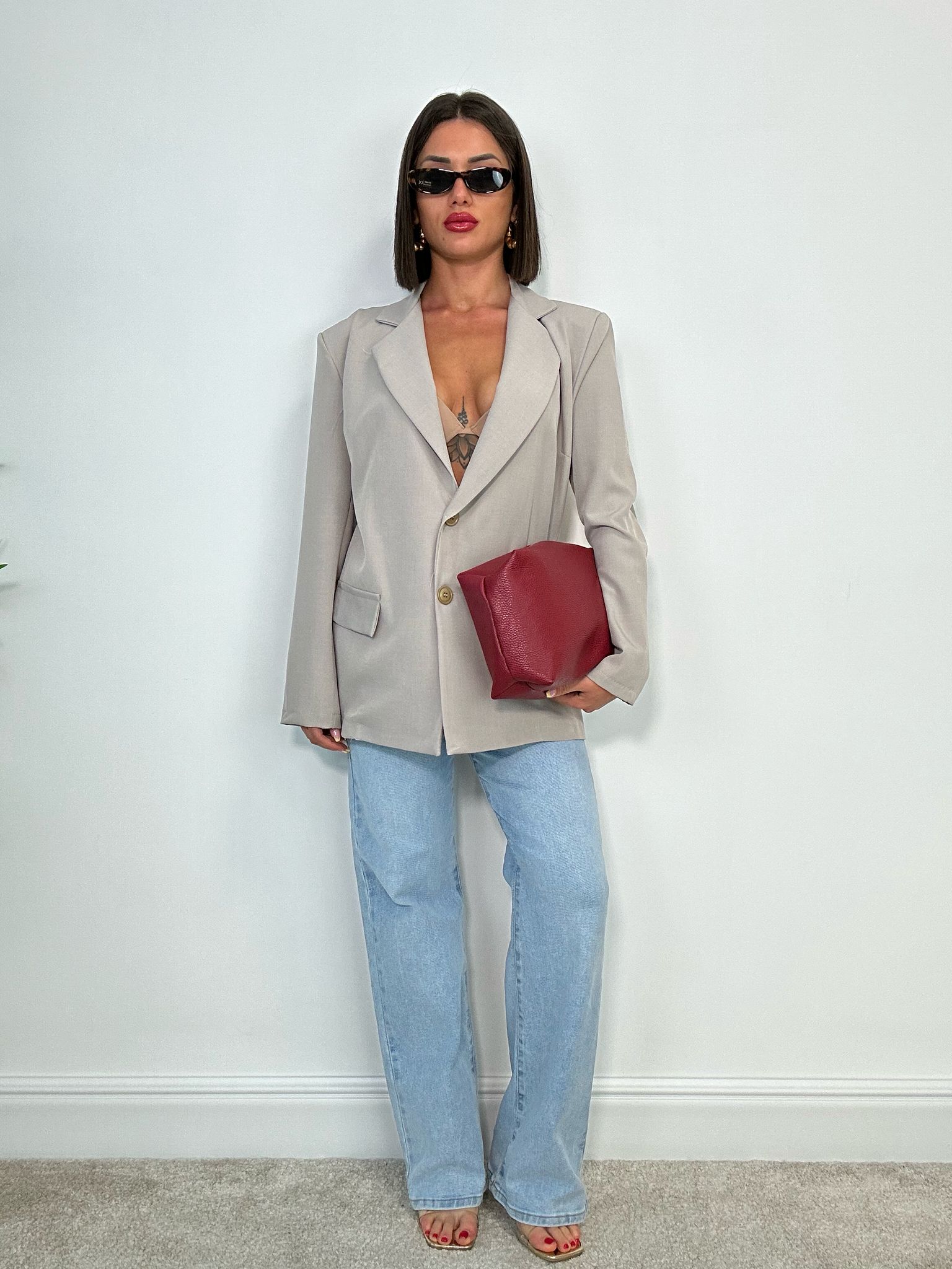 Blazer Scollo Retro - Beige