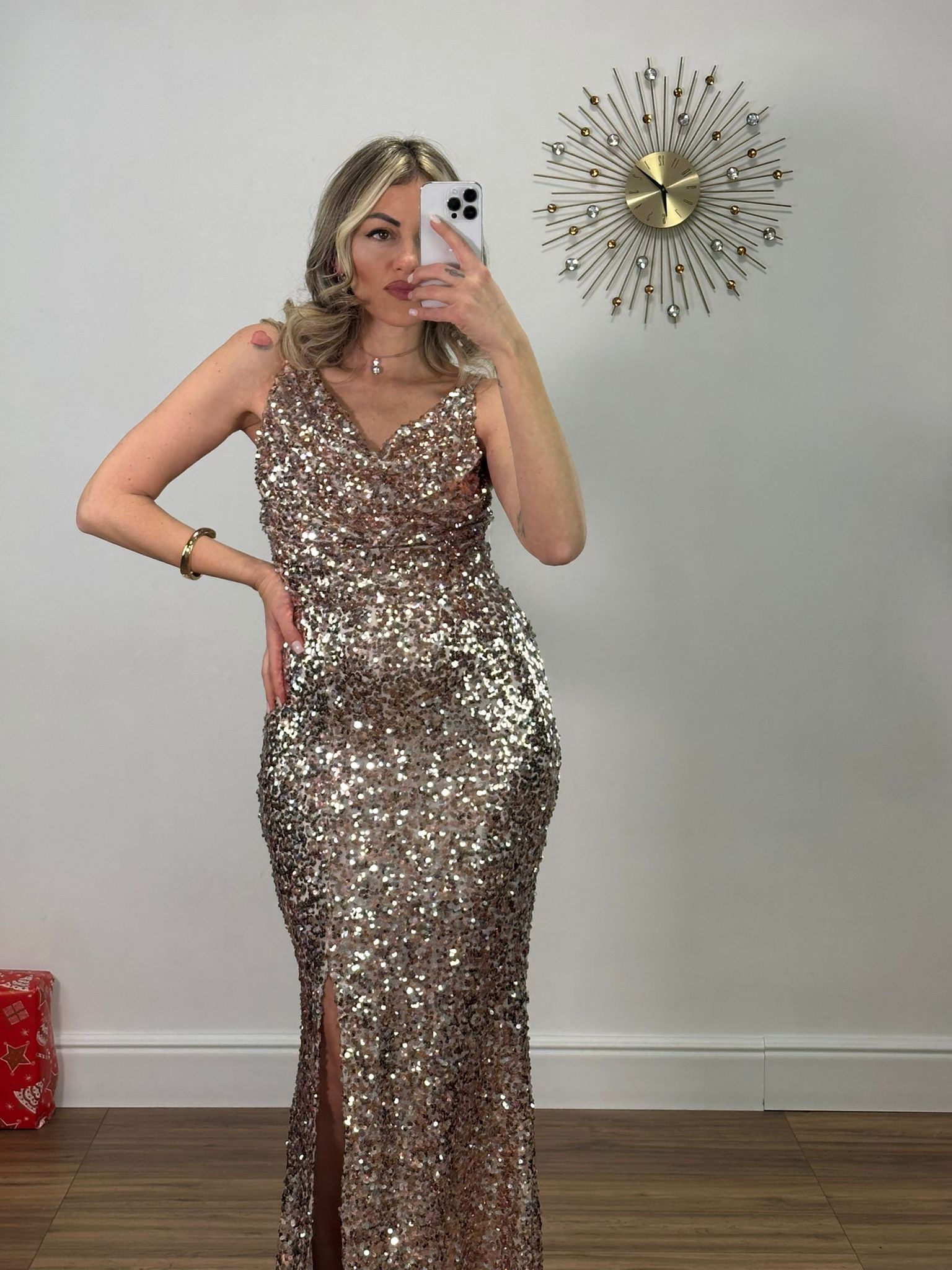 Abito con Paillettes 6590 - Champagne