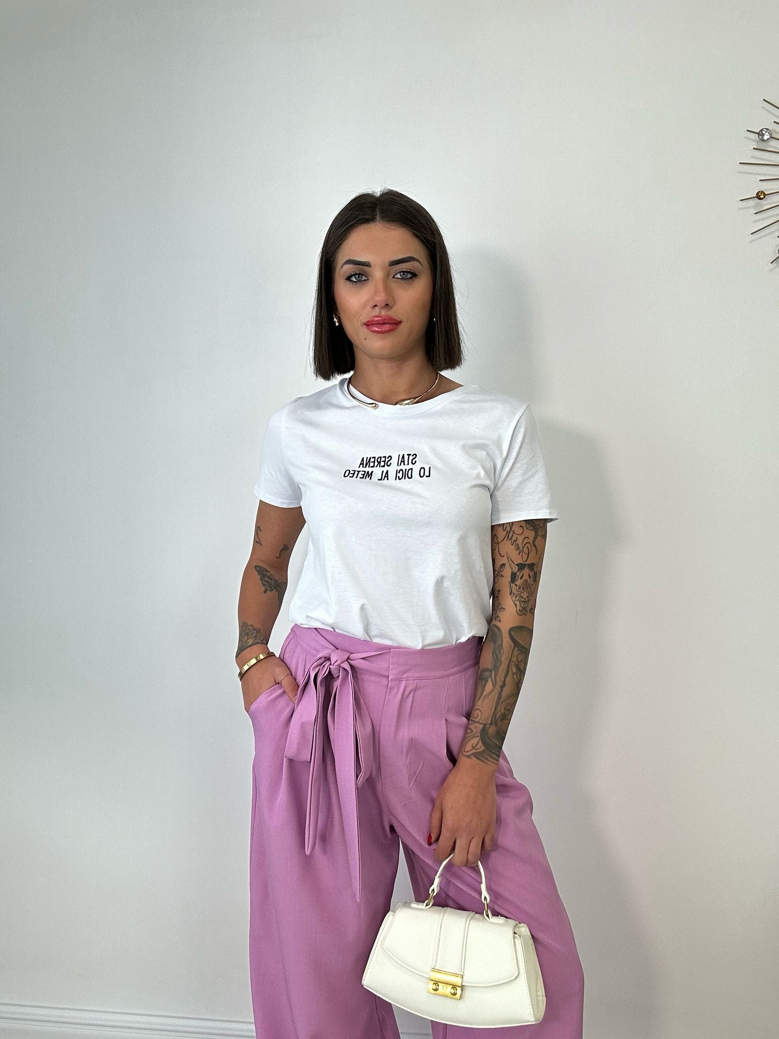 Pantalone con laccetto - Malva