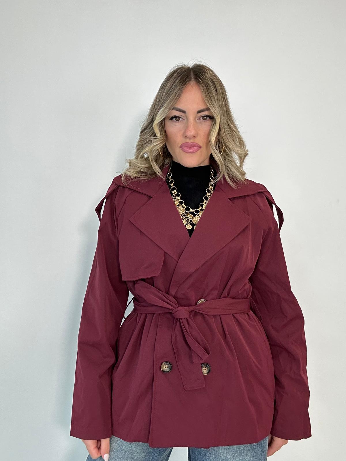 Kurzer Trenchcoat 5909 - Bordeaux